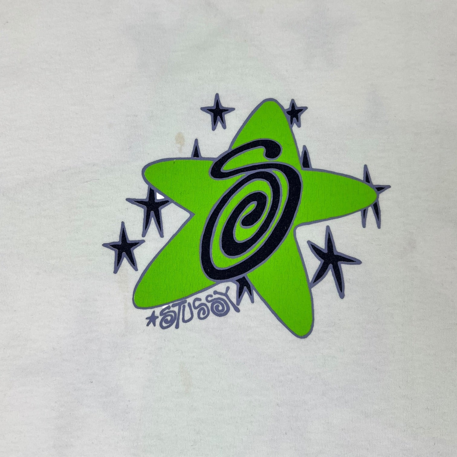 Stussy Galaxy Green Star T-Shirt White