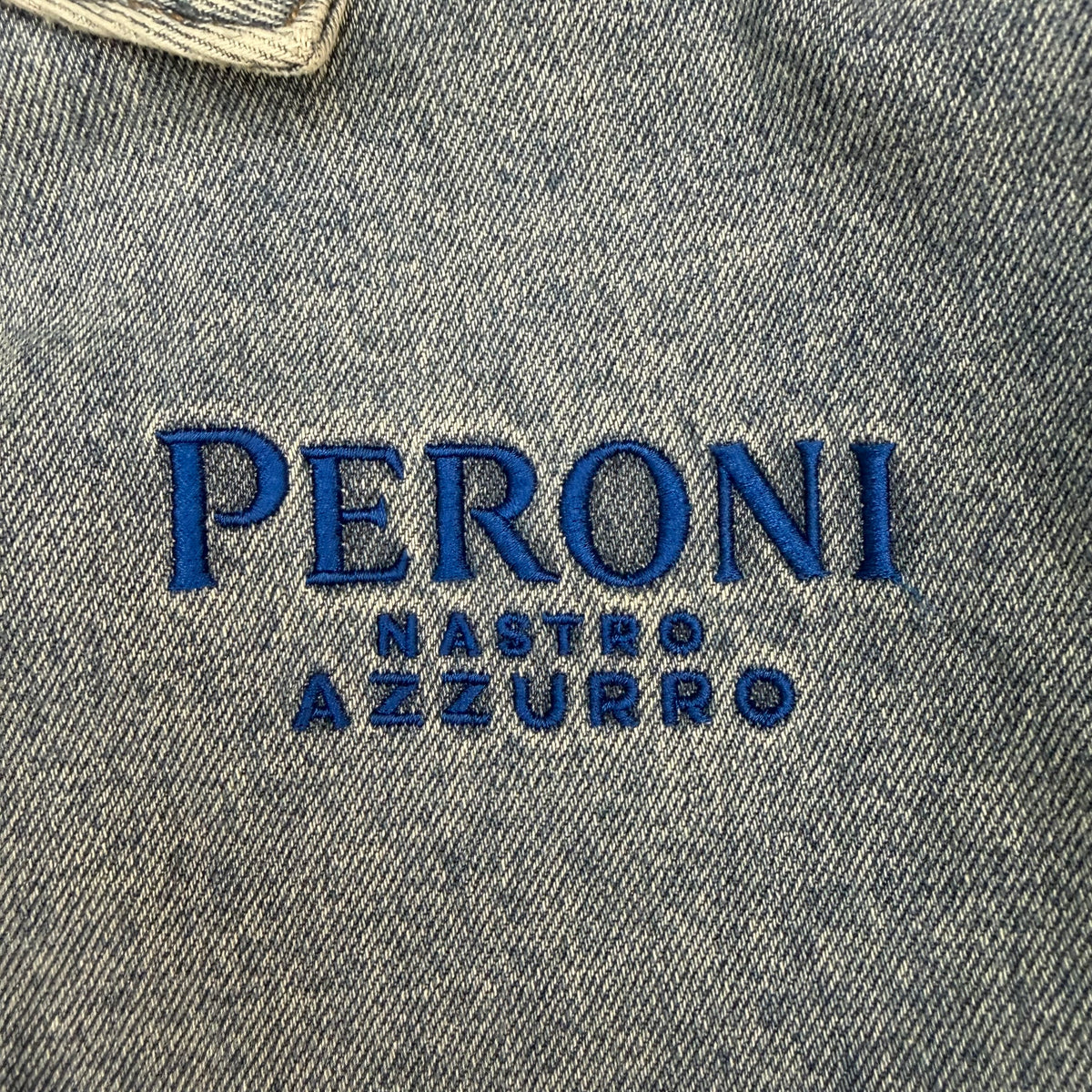 Peroni Nastro Azzurro Zip Up Denim Jacket Blue