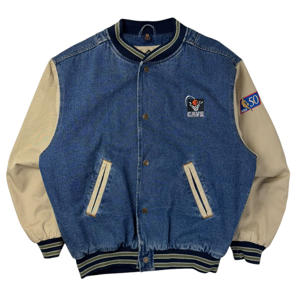 1997 Cleveland Cavaliers Denim Varsity Jacket Beige/Blue