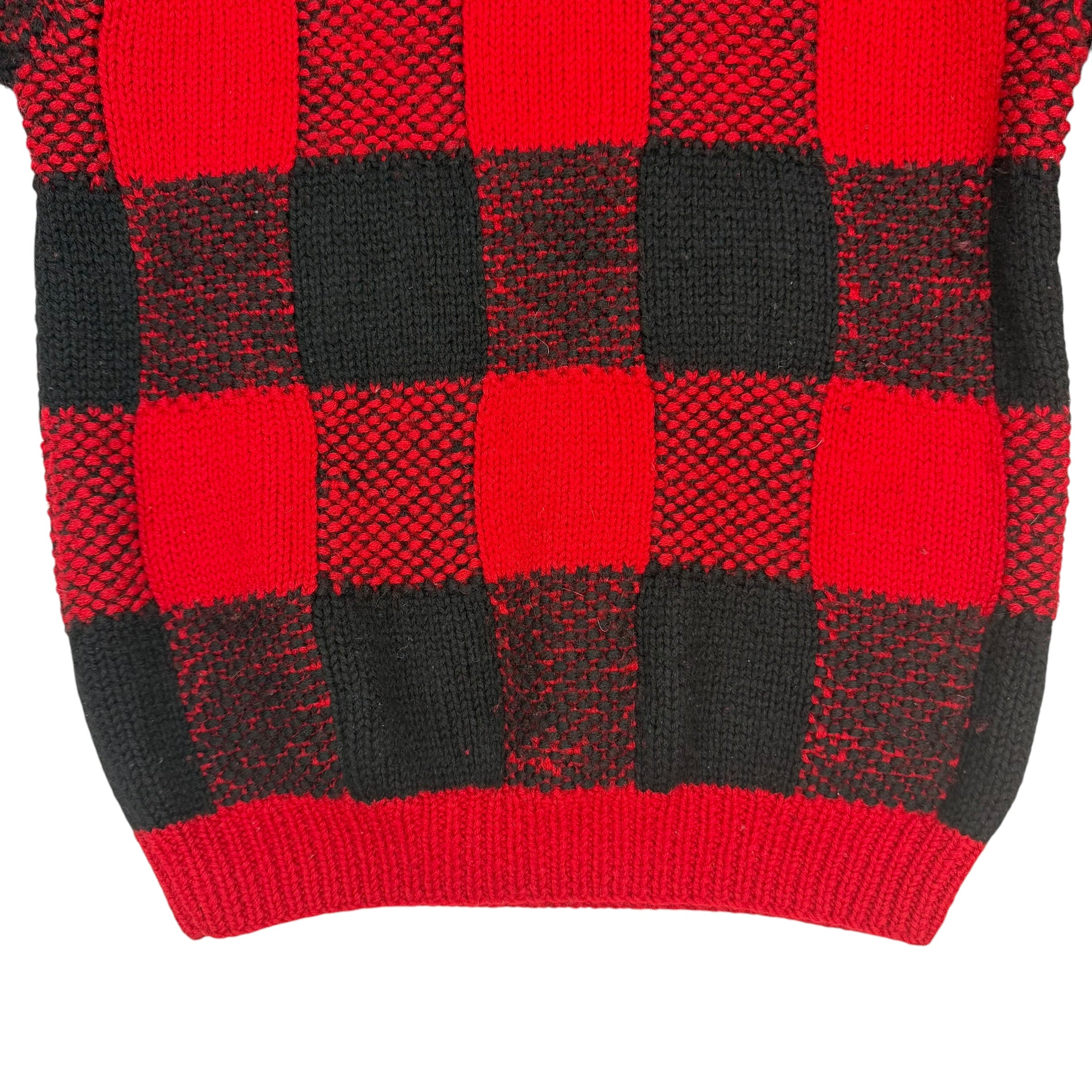 Vintage Polo Ralph Lauren Buffalo Plaid Knit Sweater Red