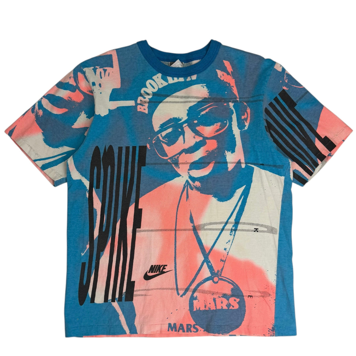 Vintage 90s Nike Spike Lee Mars Blackmon All Over Print Tee Blue