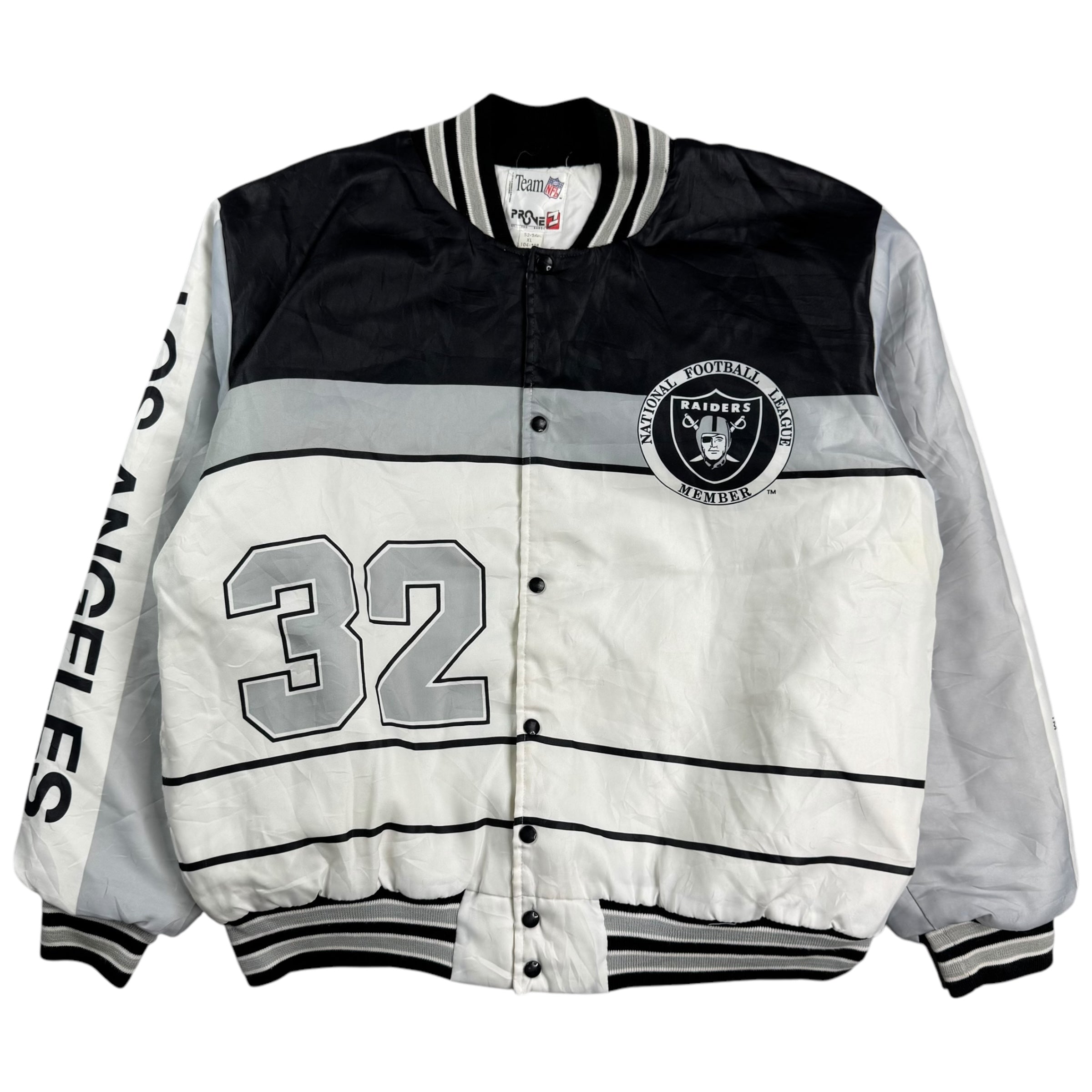 Vintage Pro One Los Angeles Raiders Bomber Jacket White Black Grey