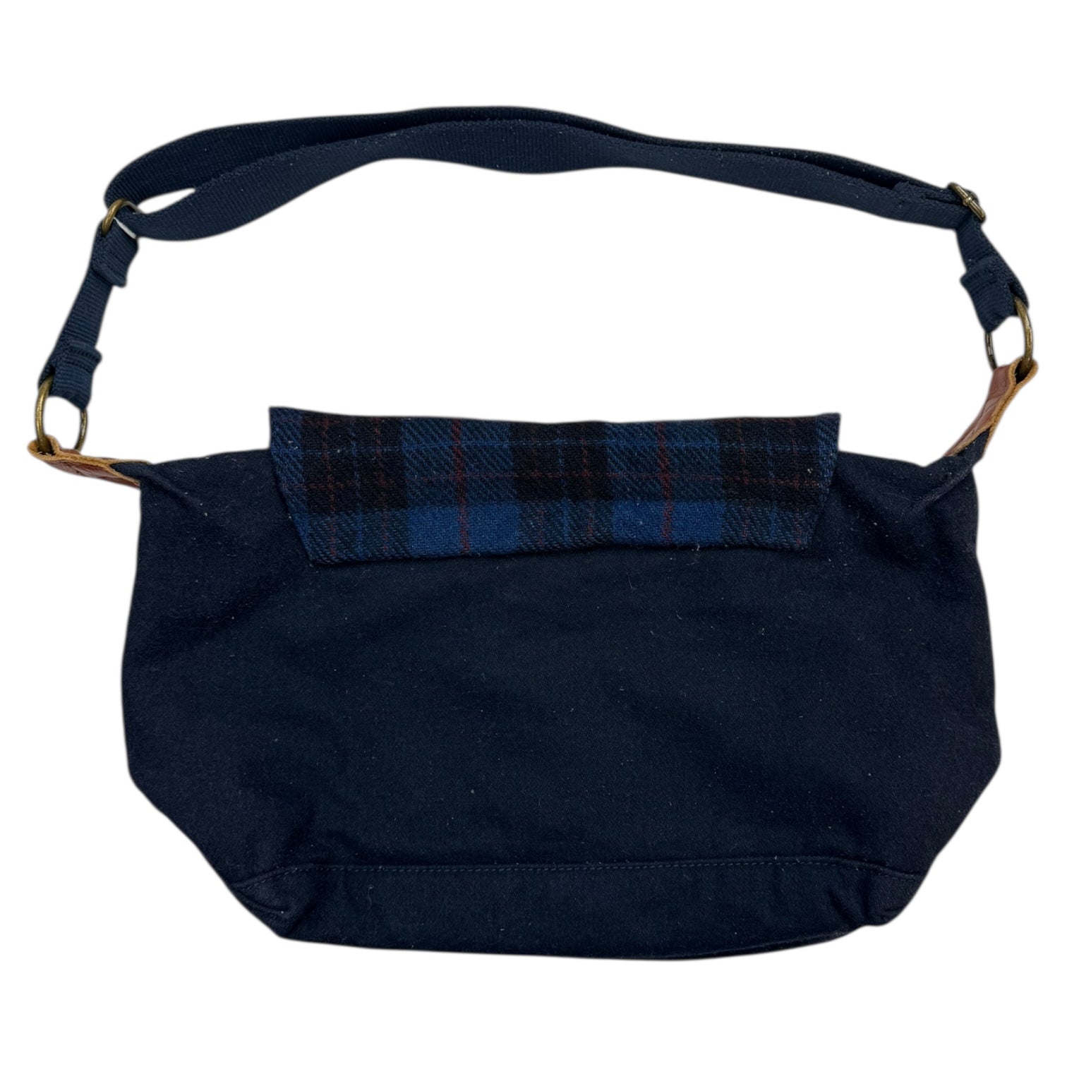 Beams Heart x Harris Tweed Checkered Wool Shoulder Bag Navy
