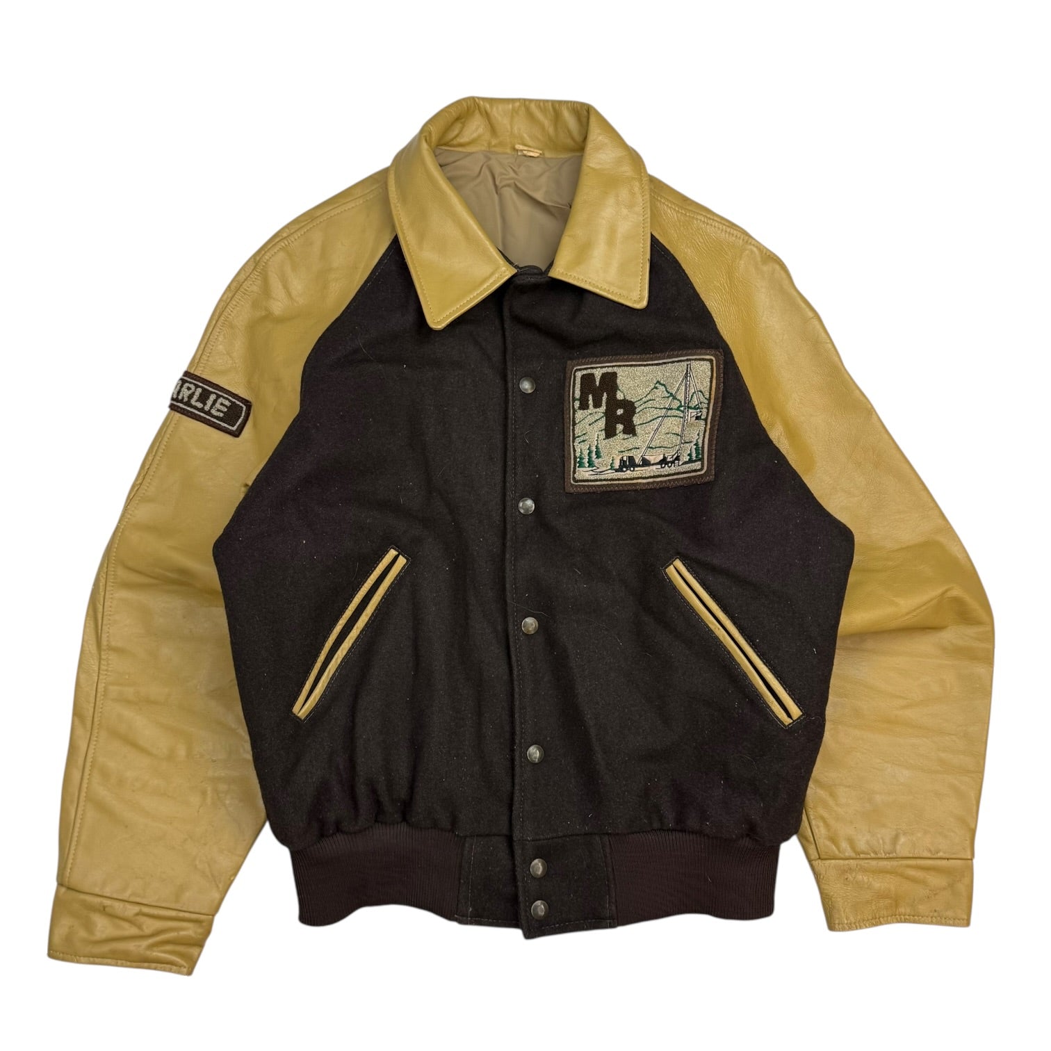 1980s Leather Letterman Jacket Brown/Tan