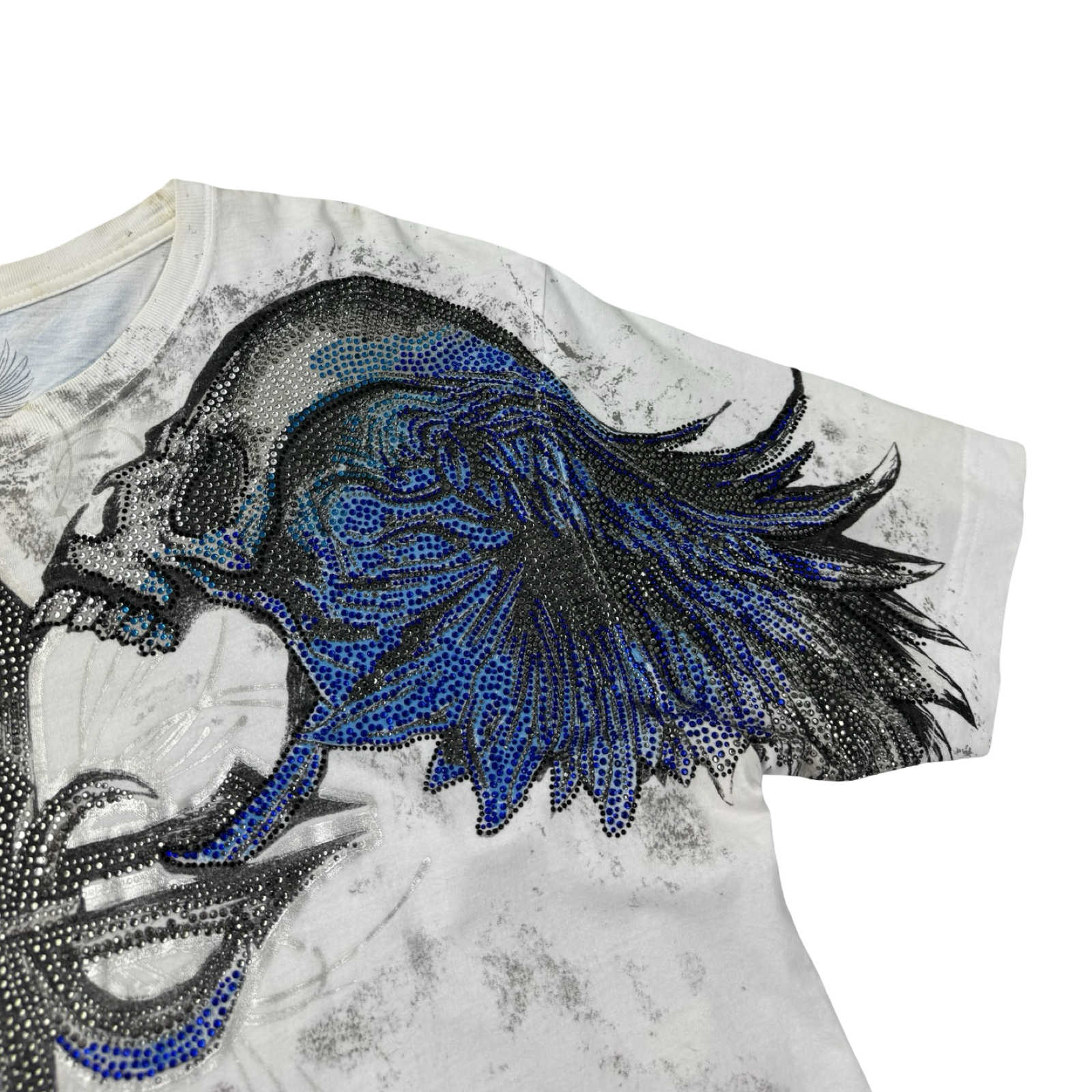 Vintage Y2K Xzavier Screaming Skulls Rhinestone Cyber T-Shirt