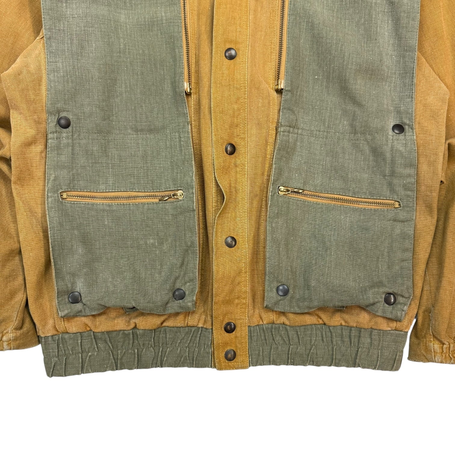 Vintage Multi Pocket Bomber Jacket Tan/Green