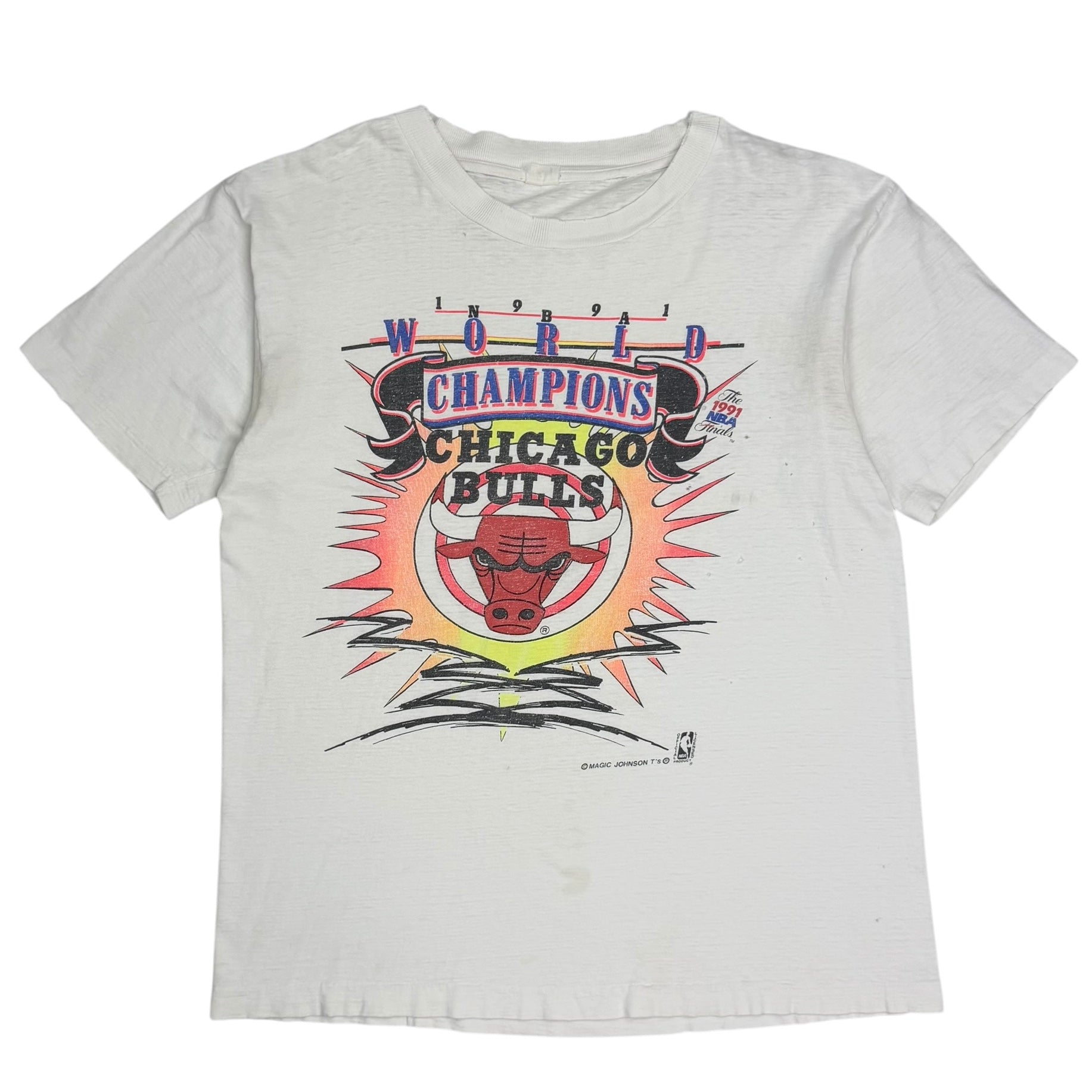 1991 Chicago Bulls NBA Finals Champions Tee White