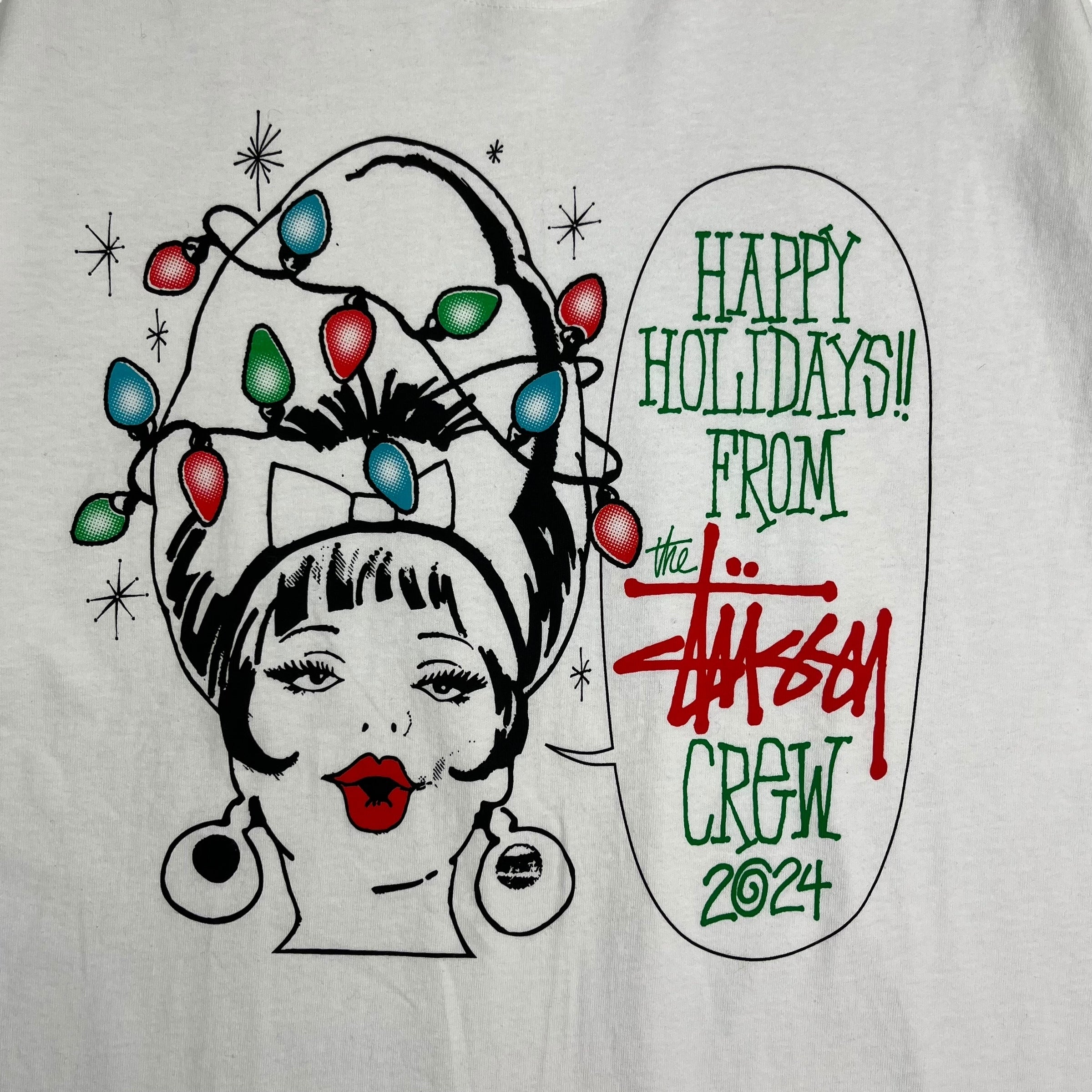 2024 Stussy Staff Happy Holidays Tee White
