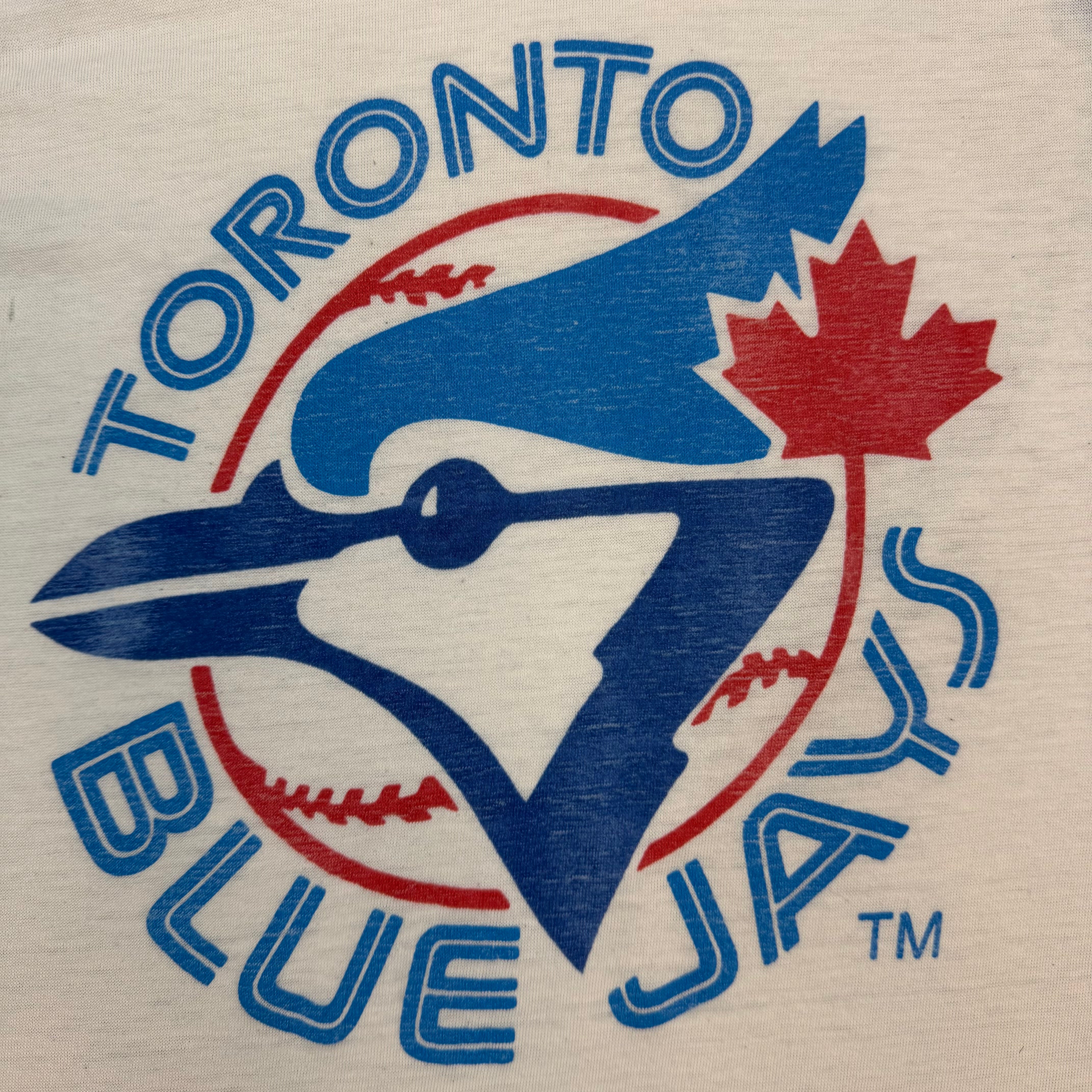 Vintage Toronto Blue Jays Raglan 3/4 Sleeve Baseball Shirt White/Blue