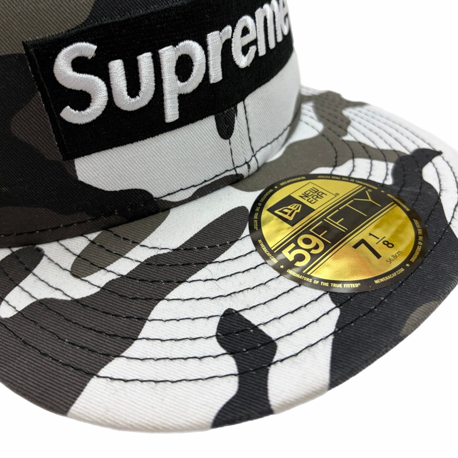Supreme Paris 10 Year Anniversary Box Logo Snow Camo New Era Fitted Hat