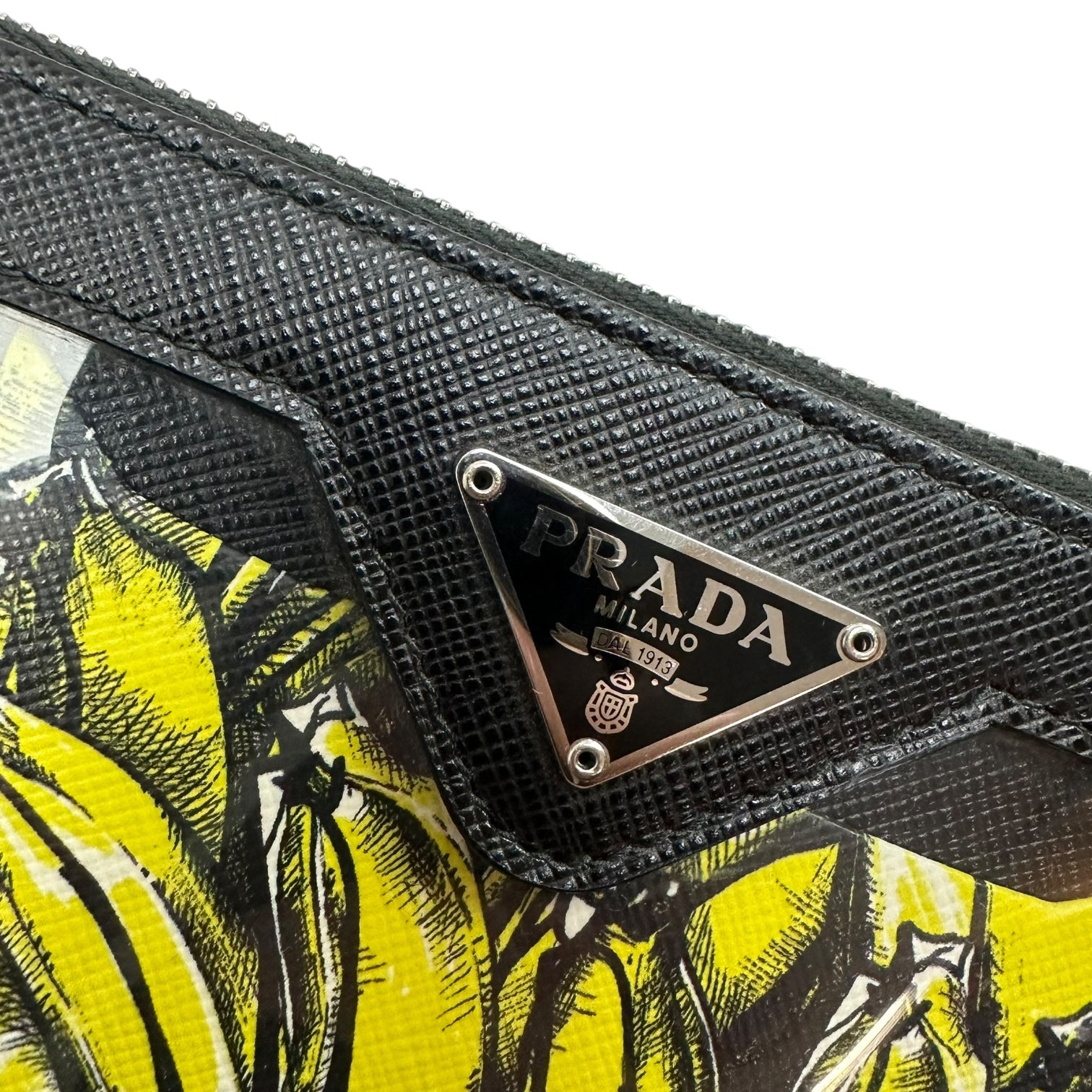 Prada Yellow and Black Plexi Print Card Holder