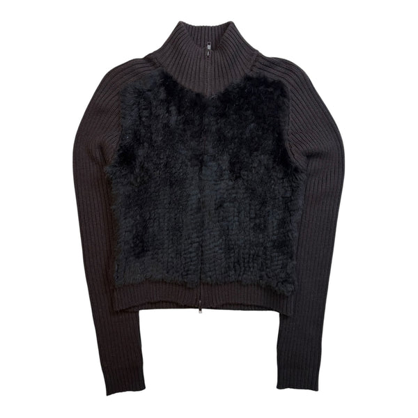 (W) Bedo Fur Zip-Up Sweater Black/Brown