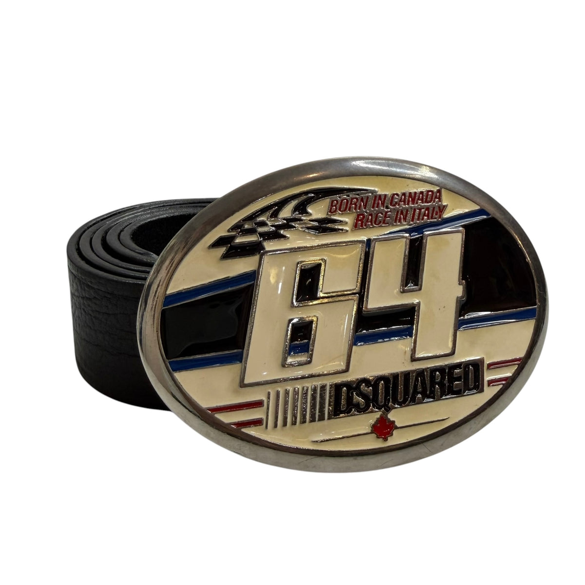 SS2008 Dsquared2 “64” Racer Leather Belt Black