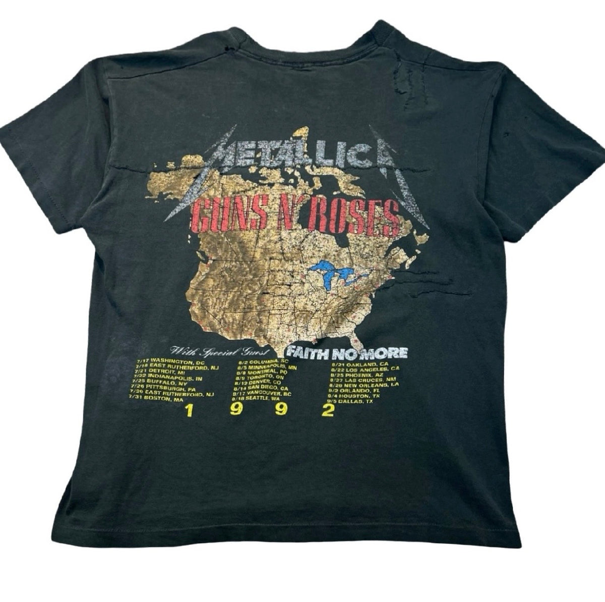 Vintage 1992 Guns n Roses Metallica T-Shirt Black