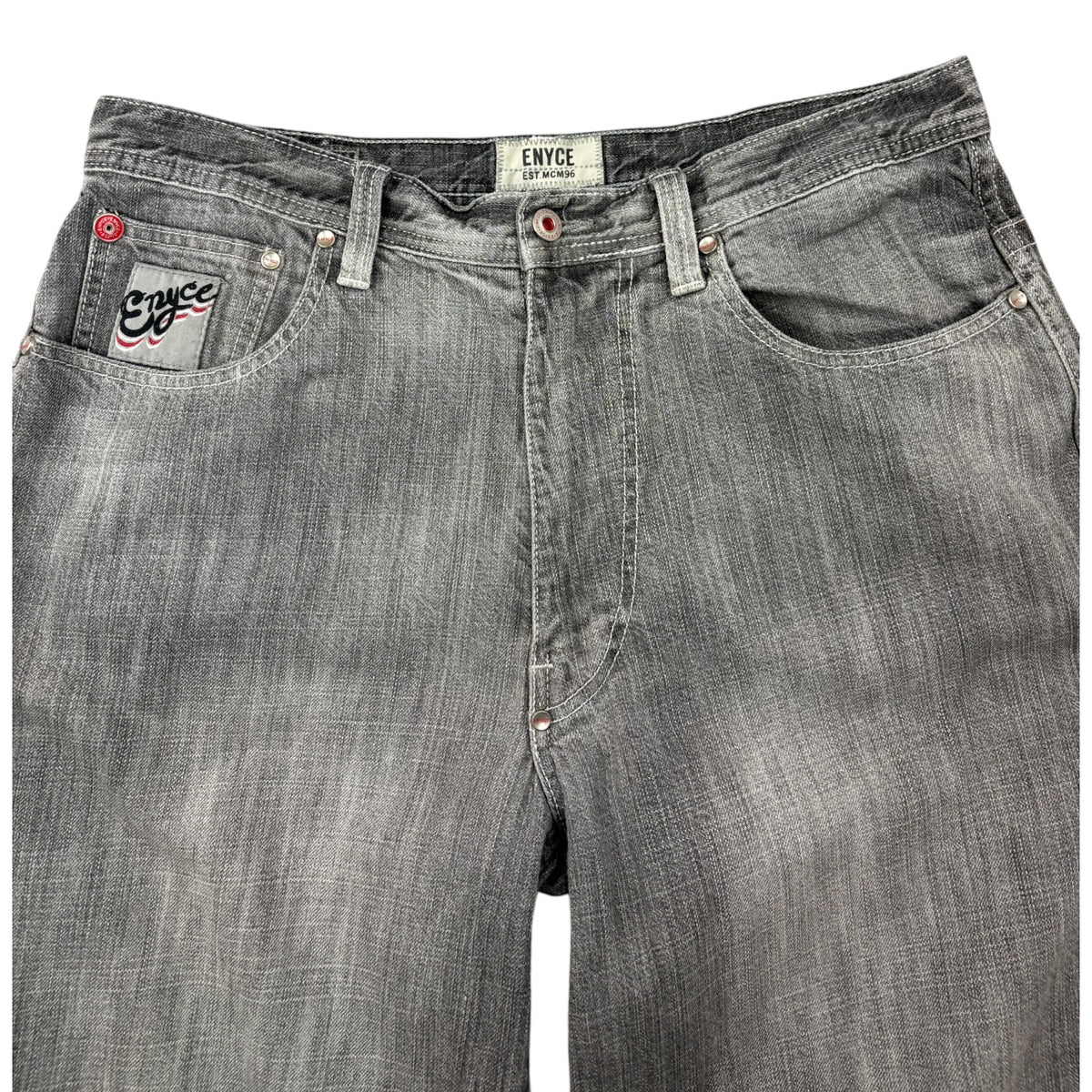 Y2K Enyce Pocket Logo Denim Jeans Grey