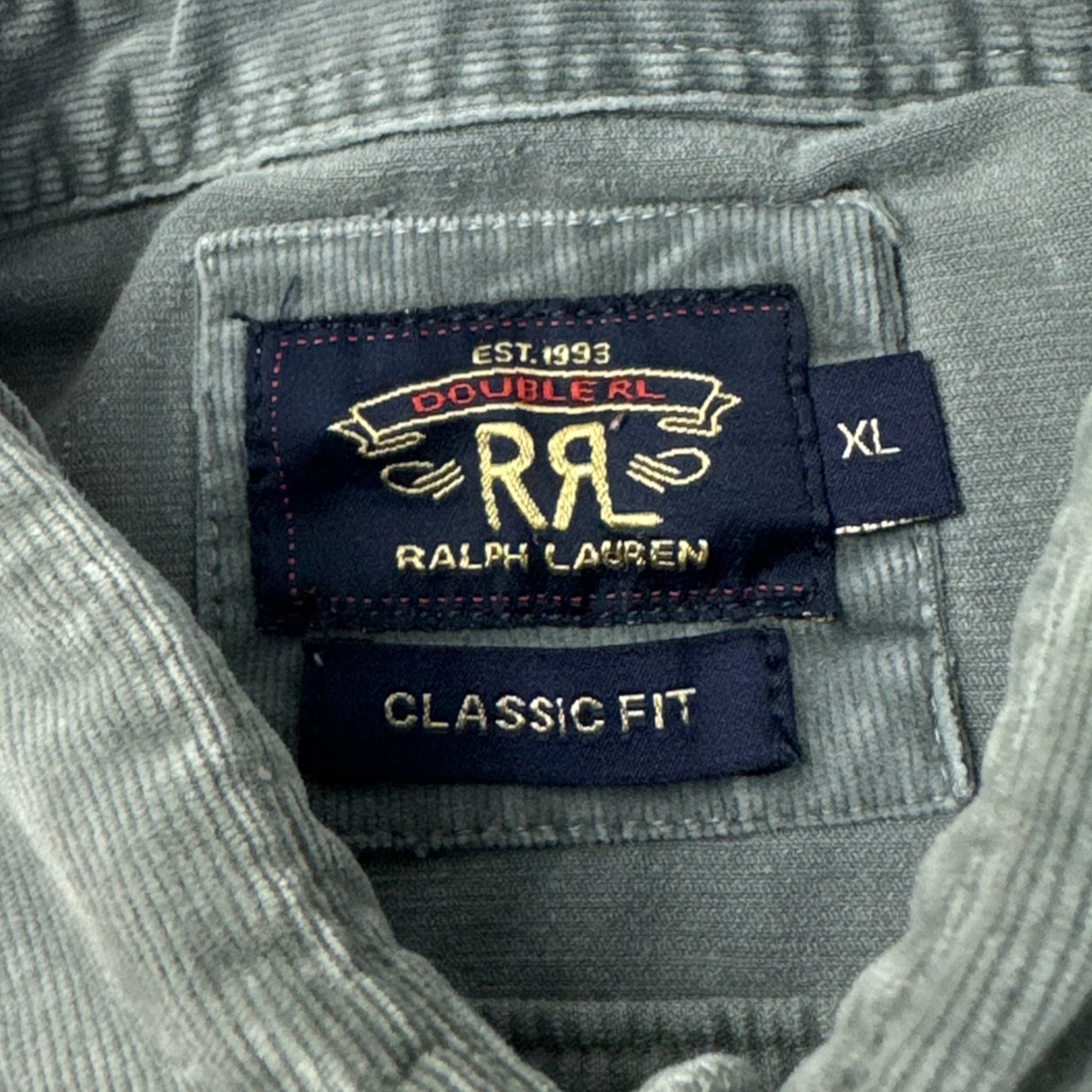 Double RL Ralph Lauren Micro Cord Work Shirt Soft Grey