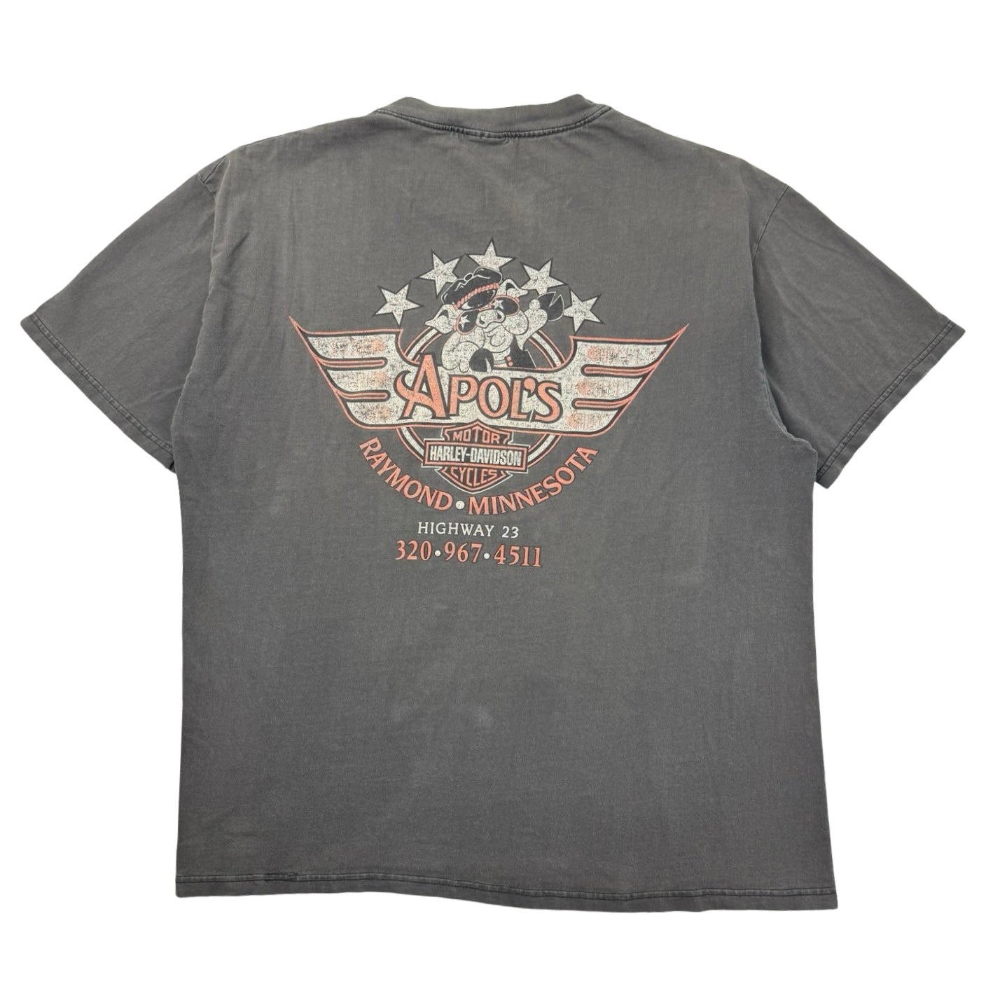 1995 Harley Davidson Biker Hog T-Shirt Faded Black