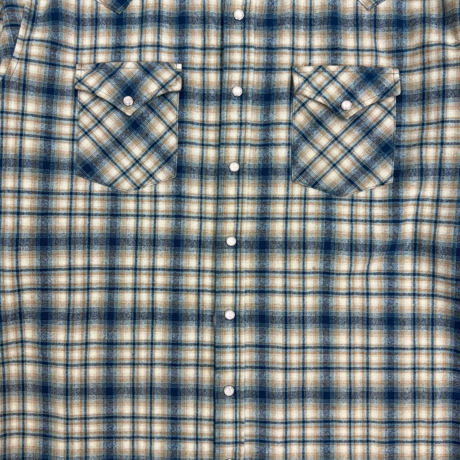 Vintage Pendleton Snap Button Plaid Shirt Blue/Cream