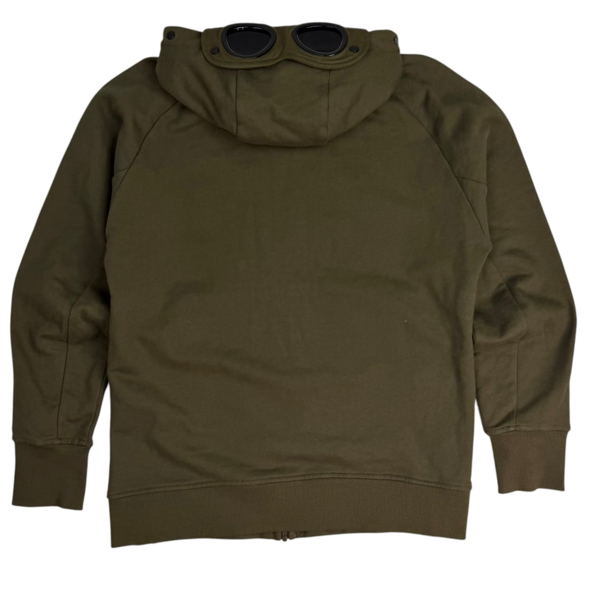 C.P. Company Diagonal Raised Fleece Zip Up Hoodie Army Green