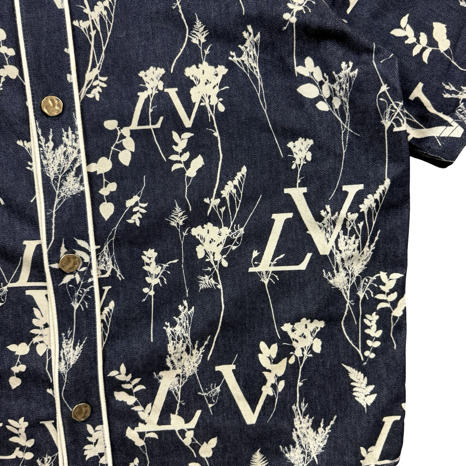 Louis Vuitton Leaf Denim Baseball Shirt Blue