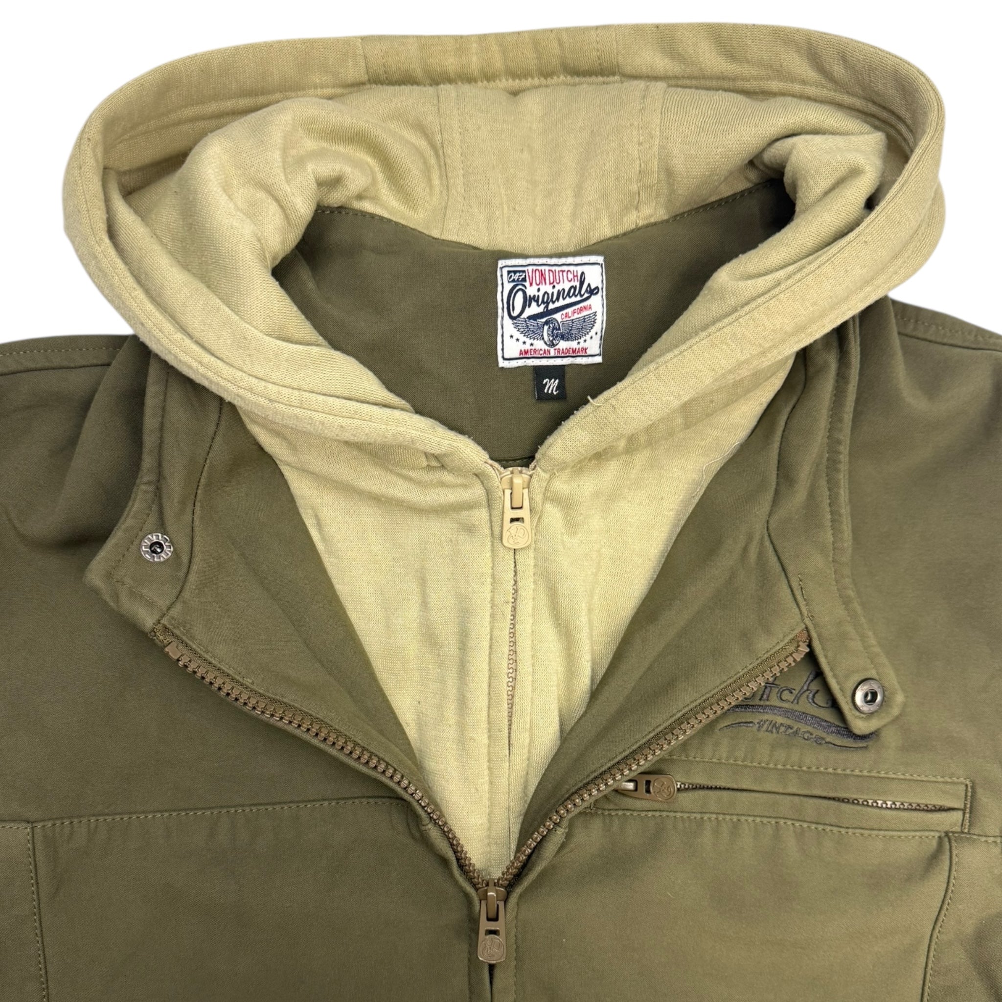 Y2K Von Dutch Double Layer Hooded Zip Sweatshirt