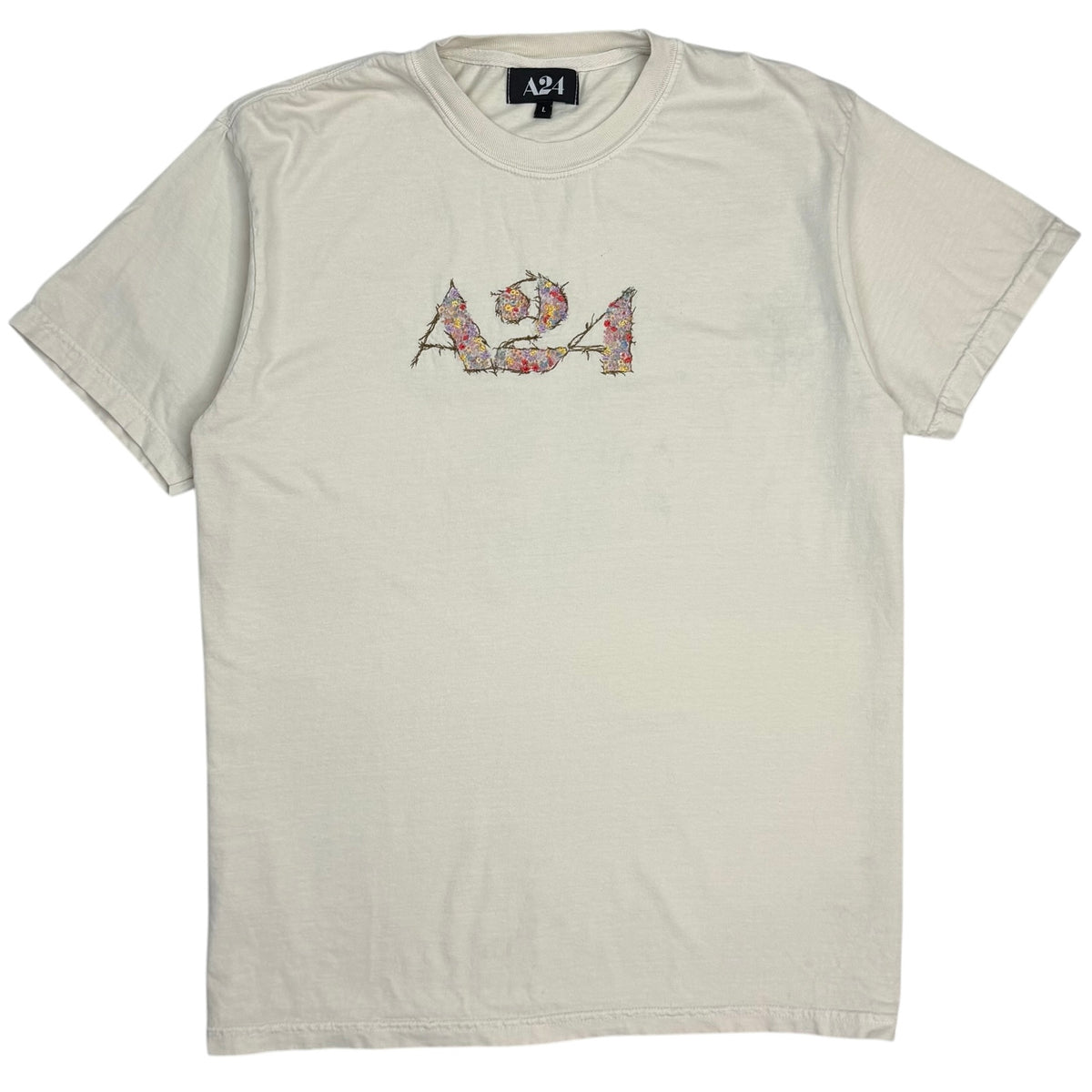 A24 May Queen Midsommar Embroidered Tee Cream