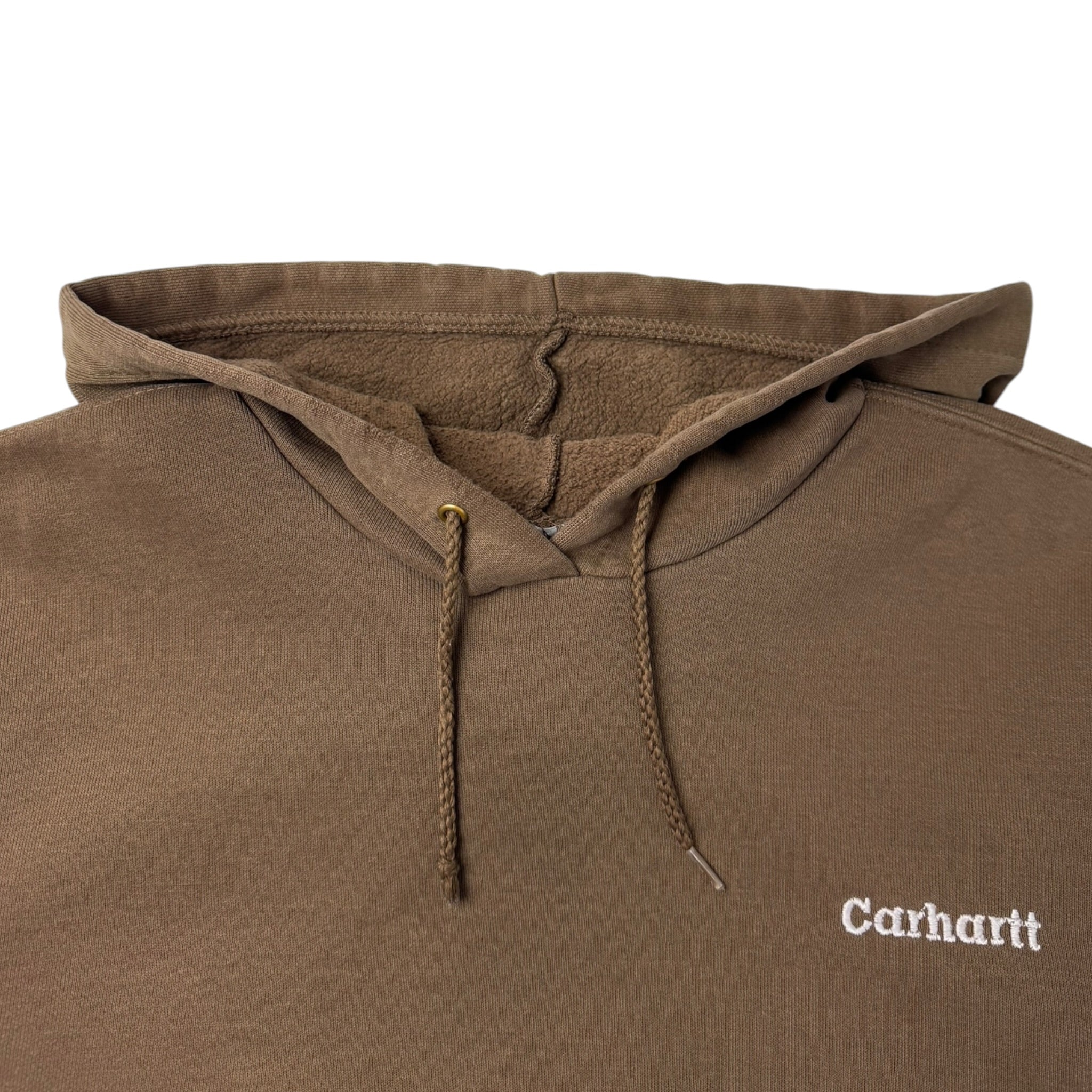 Vintage Carhartt Embroidered Spellout Hoodie Light Brown