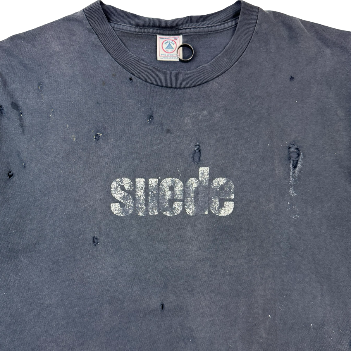 1996 Suede Coming Up Distressed Band T-Shirt Faded Black