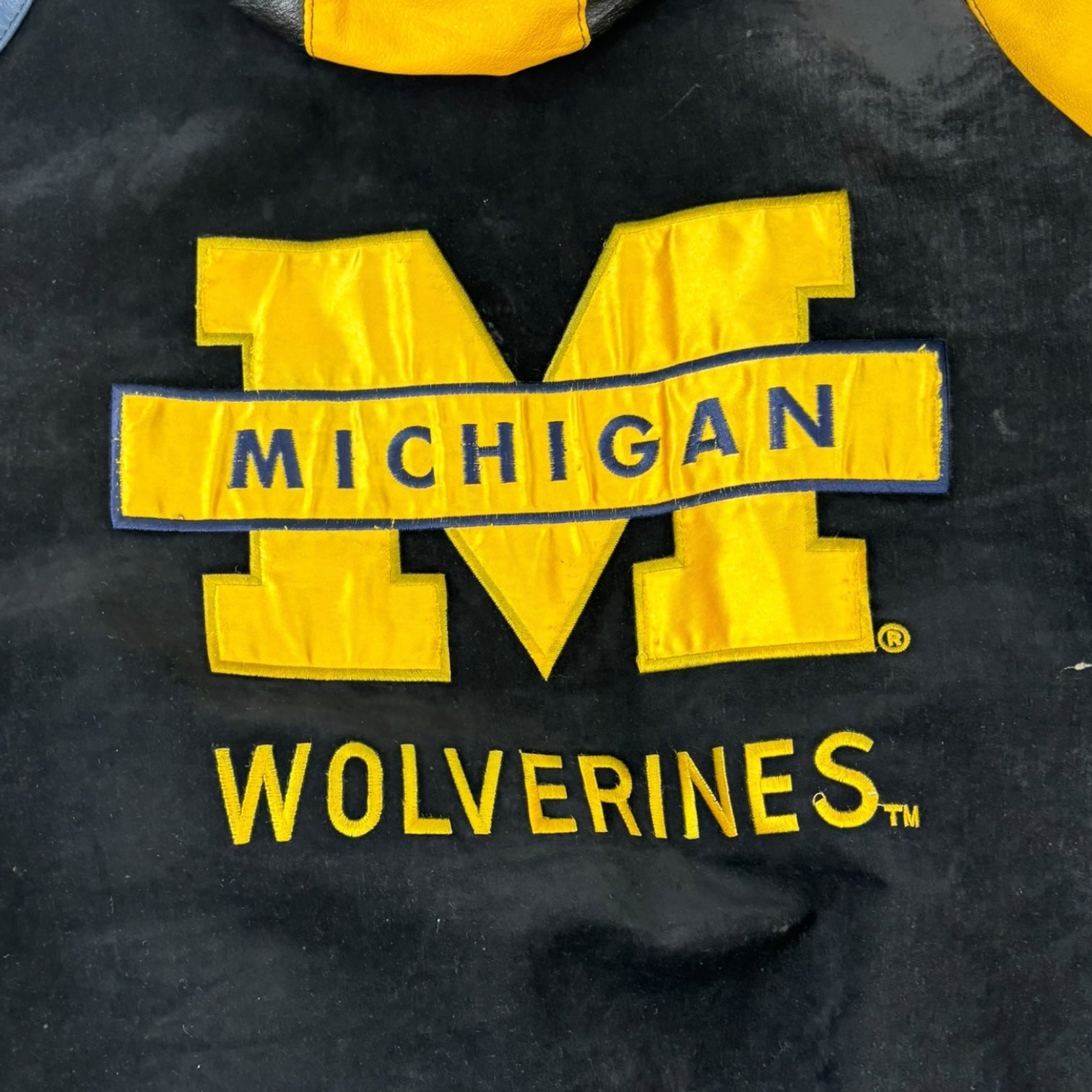 Vintage Speedo University of Michigan Wolverines Suede Leather Jacket Black