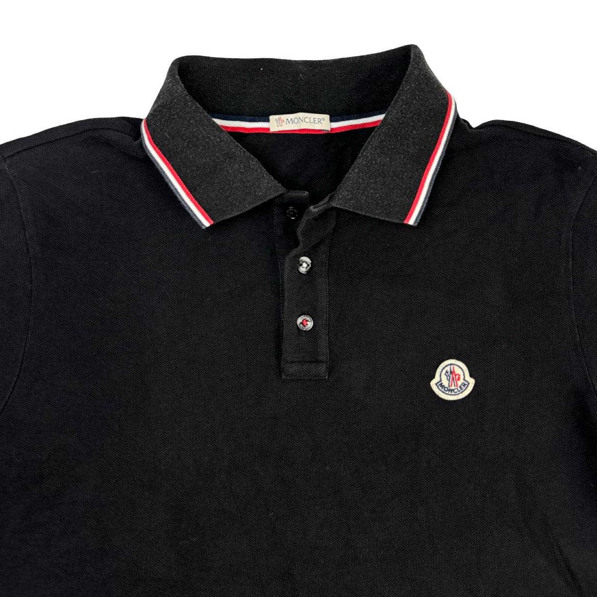 Moncler Logo Patch Tricolour Polo-Shirt Black