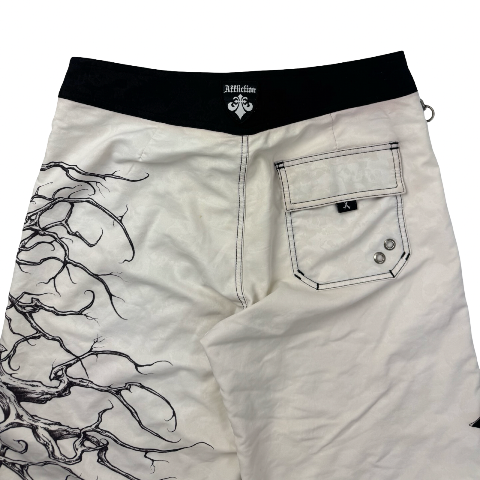 Vintage Y2K Affliction Cross Skeleton Board Shorts