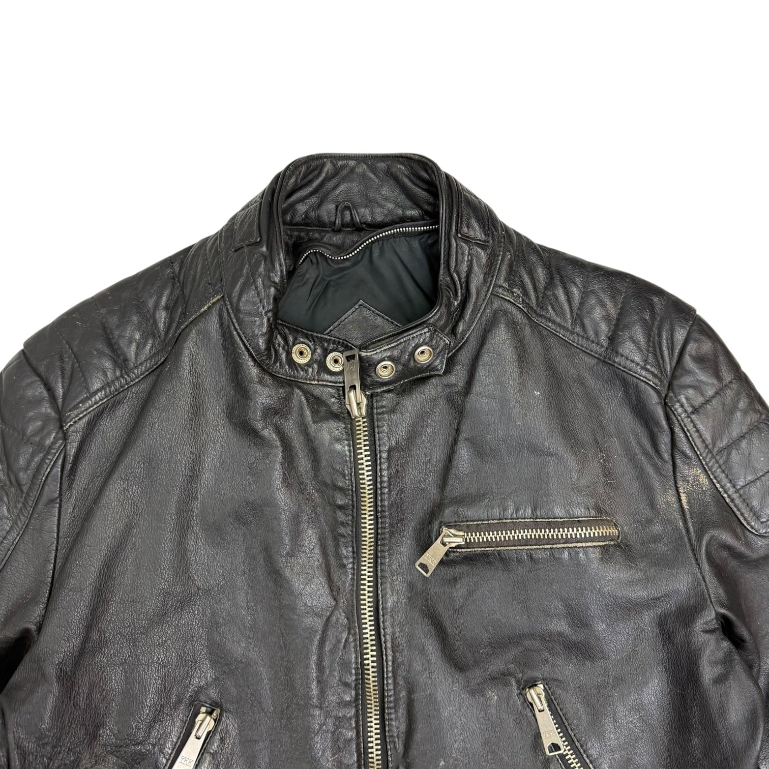 Vintage Sears Leather Biker Jacket Black