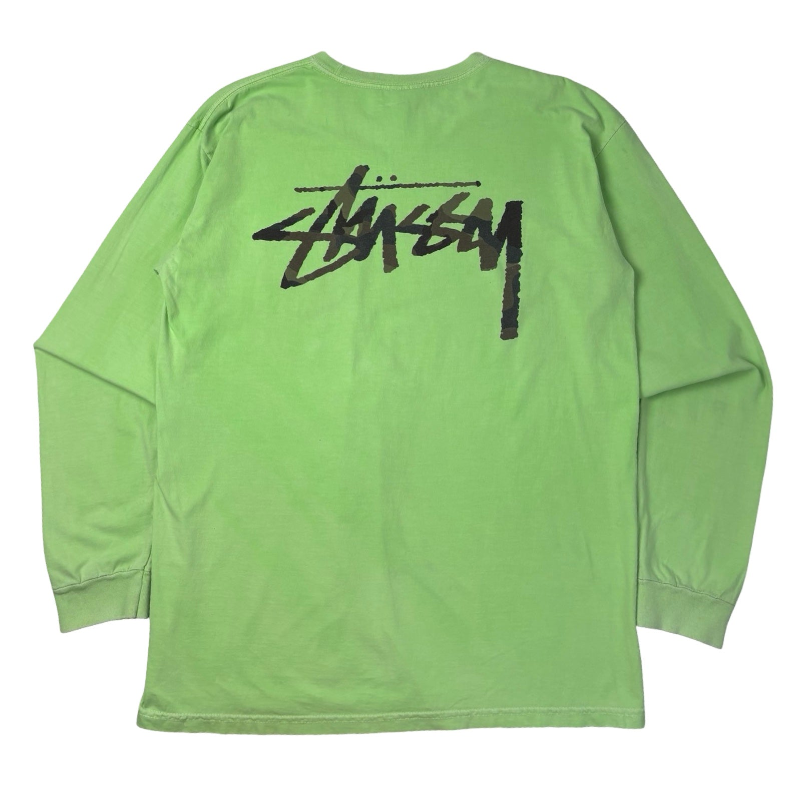 Stussy Camo Script Pocket L/S Tee Lime Green
