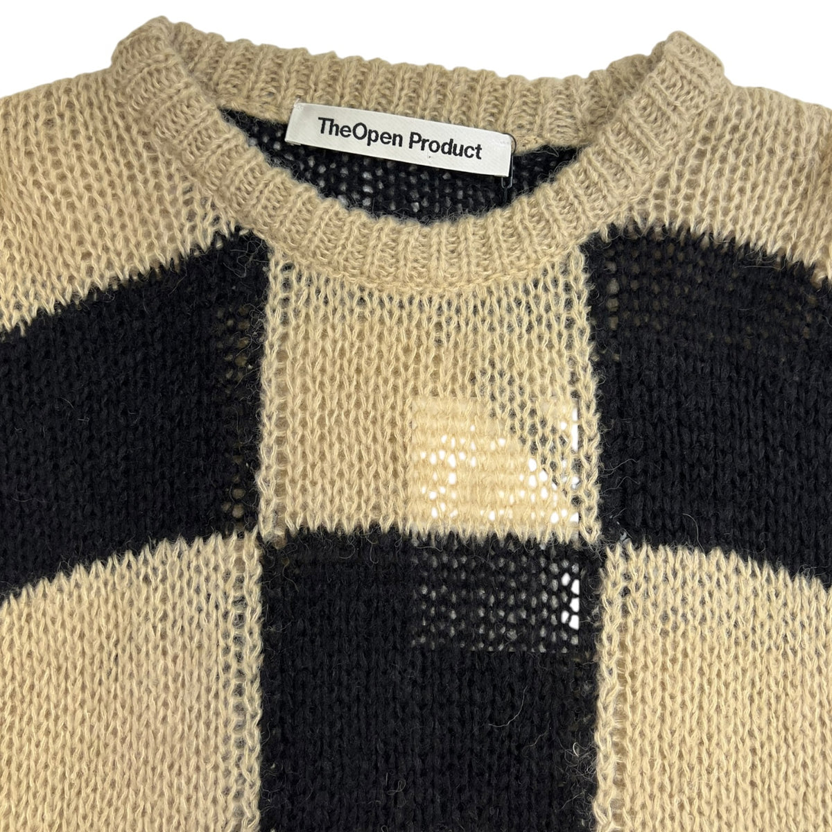 The Open Product Checkerboard Knit Sweater Beige