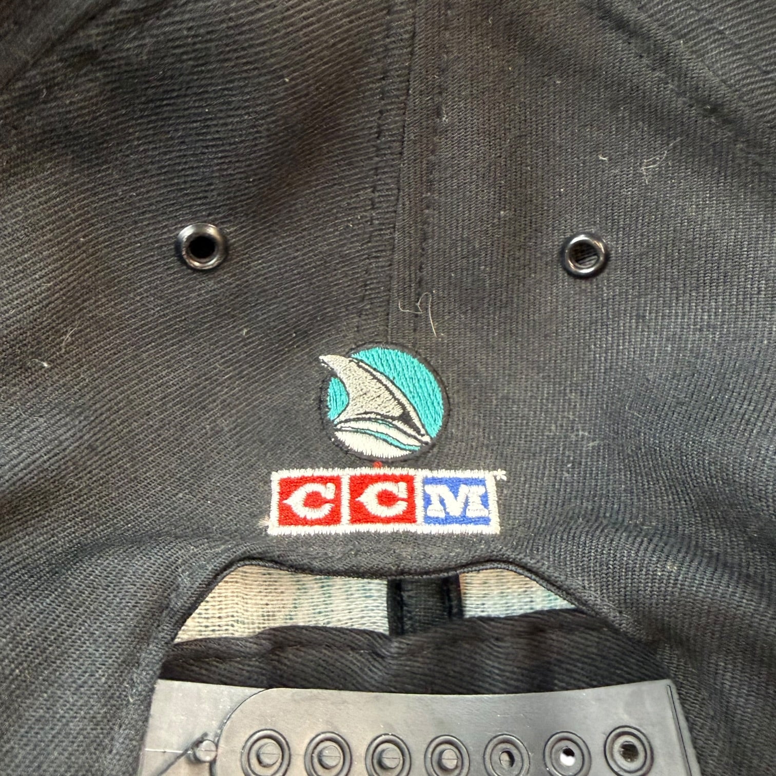 Vintage CCM San Jose Sharks SnapBack Hat Black/Teal