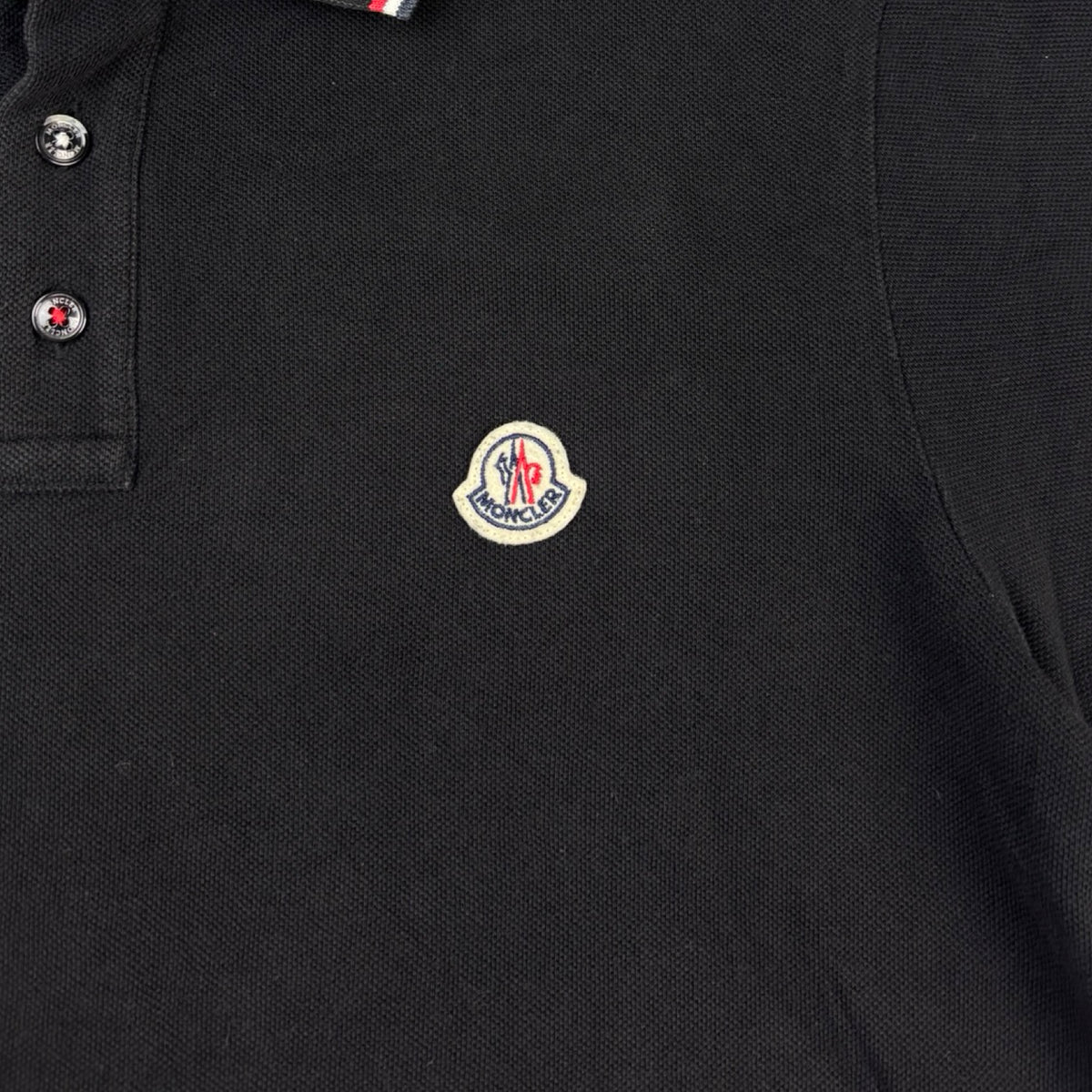 Moncler Logo Patch Tricolour Polo-Shirt Black