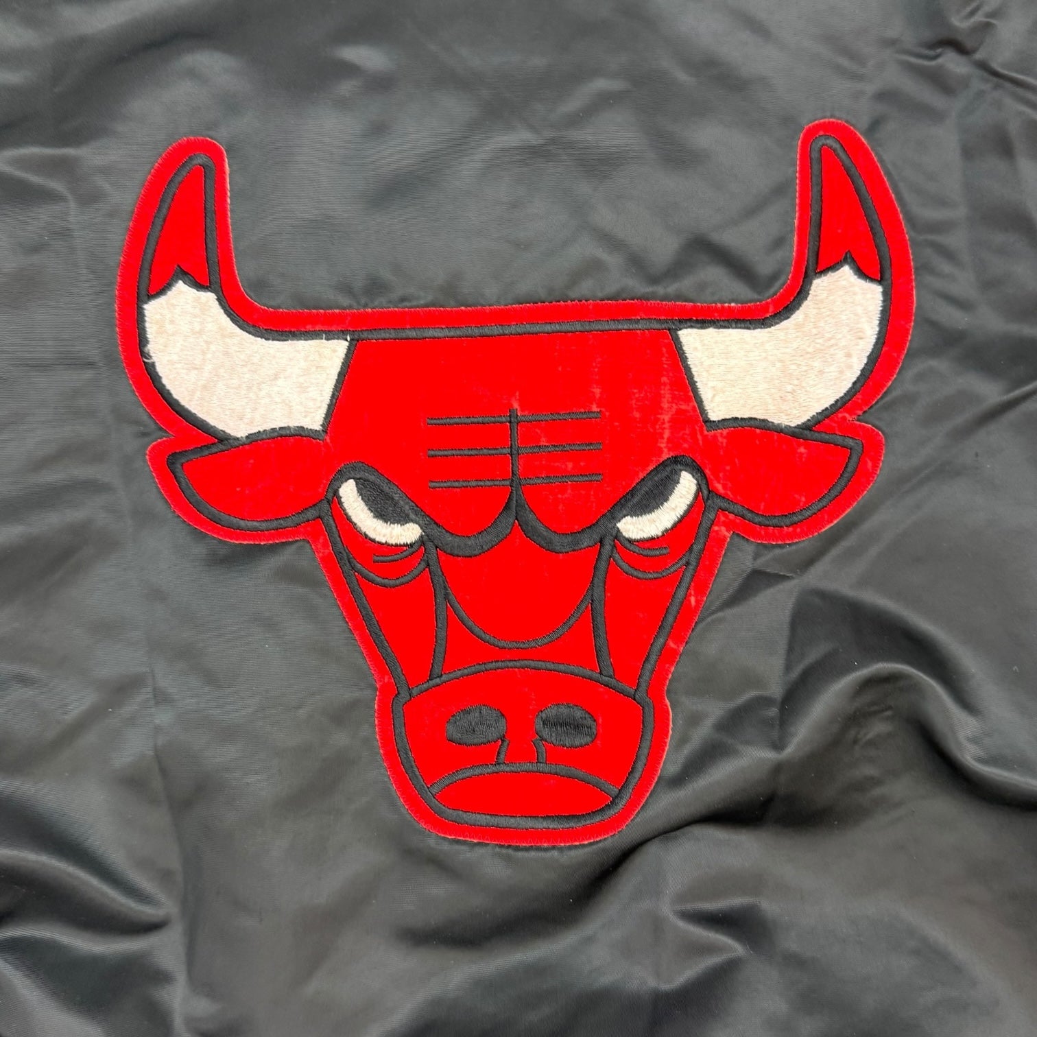 Vintage Starter Chicago Bulls Satin Bomber Jacket Black