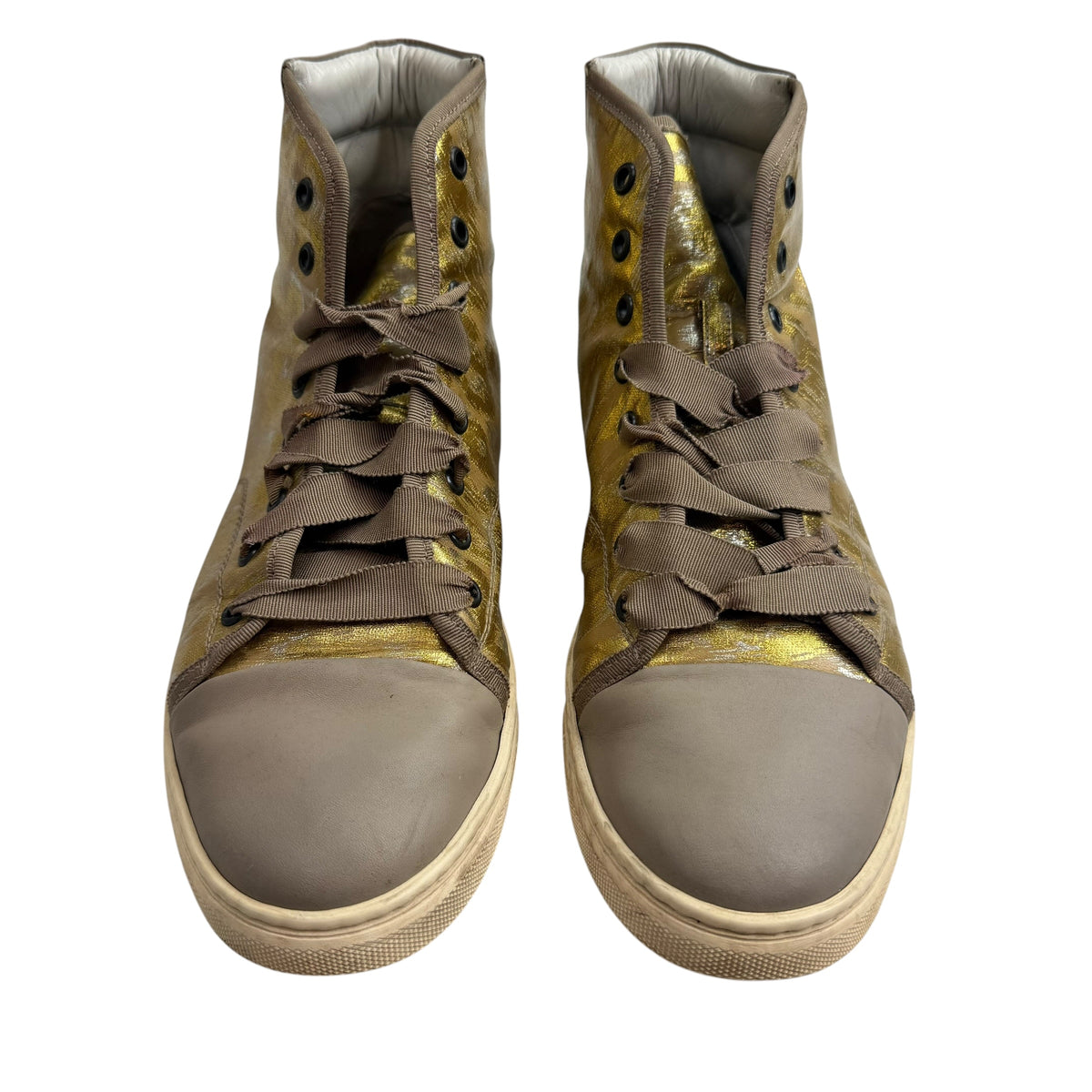 (W) Lanvin High Top Metallic Sneaker Gold (Used)