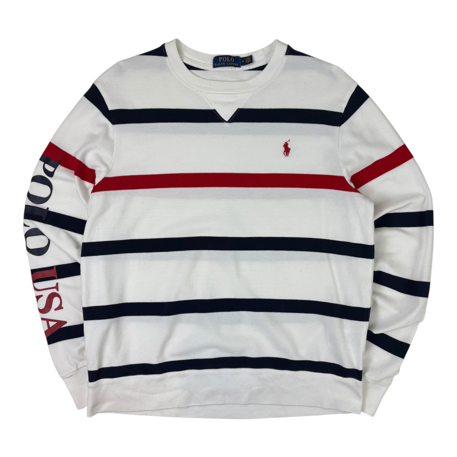 Ralph Lauren “Polo USA” Striped Crewneck White
