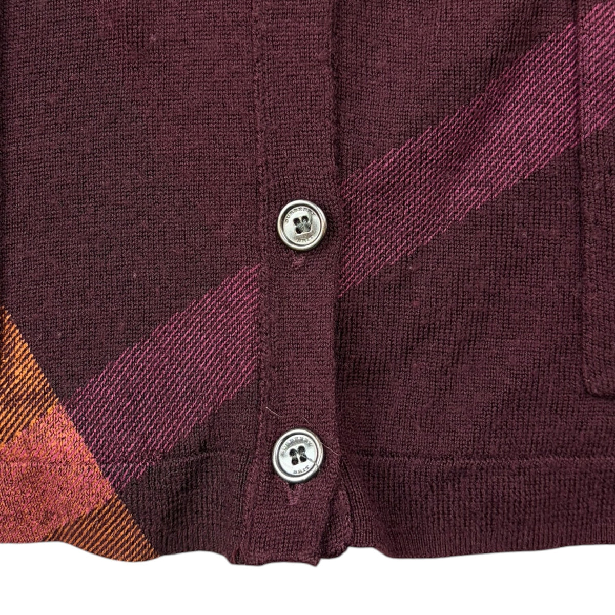 (W) Vintage Burberry Brit V-Neck Cardigan Plum