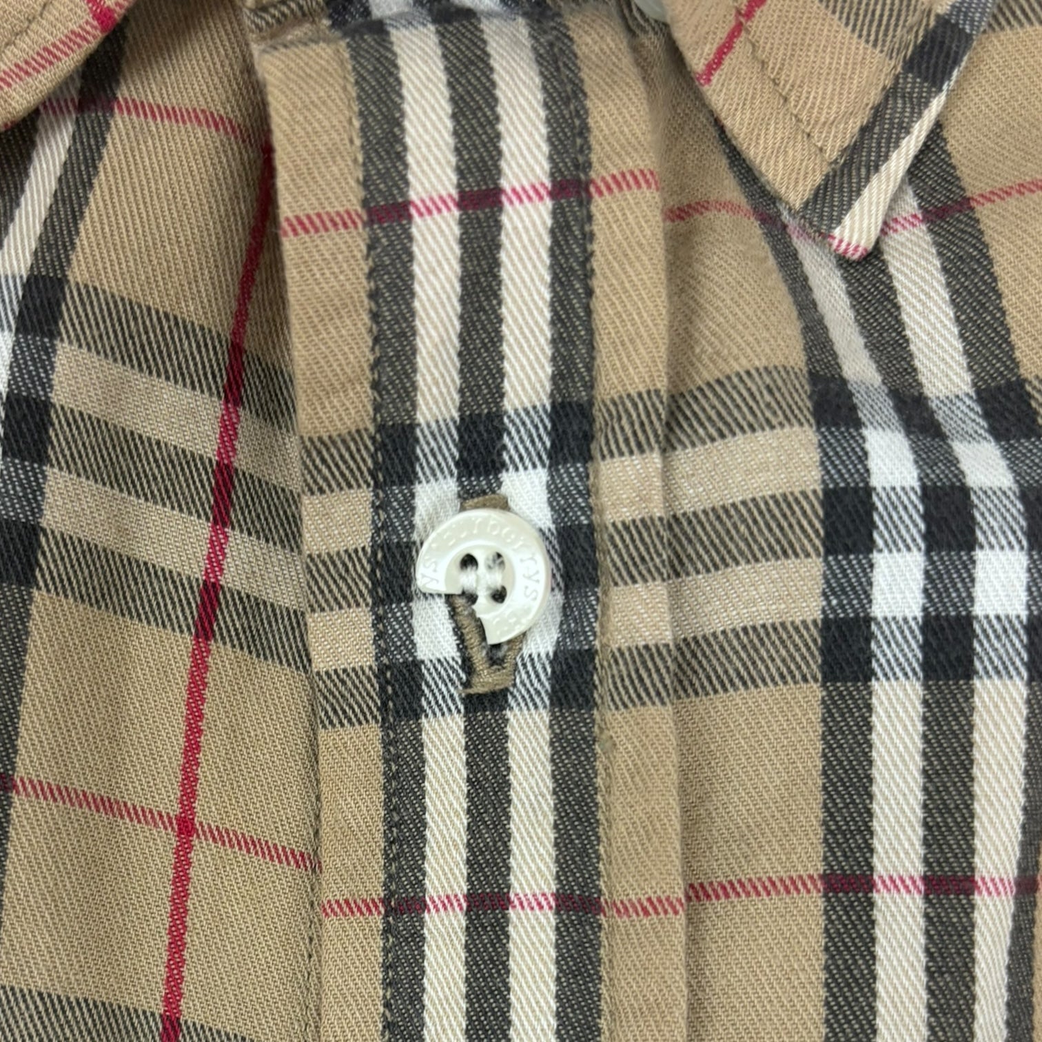 Burberry Plaid Button-Up T-Shirt Beige