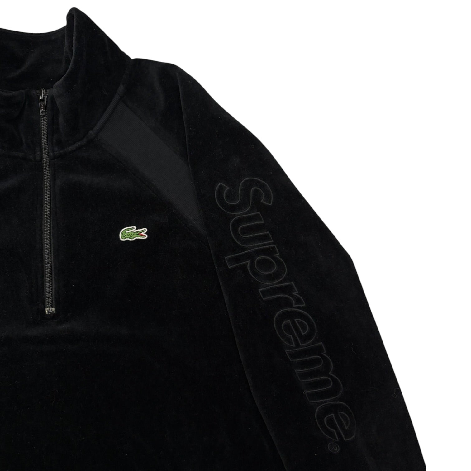 SS18 Supreme x Lacoste Velour Half Zip Track Top Black