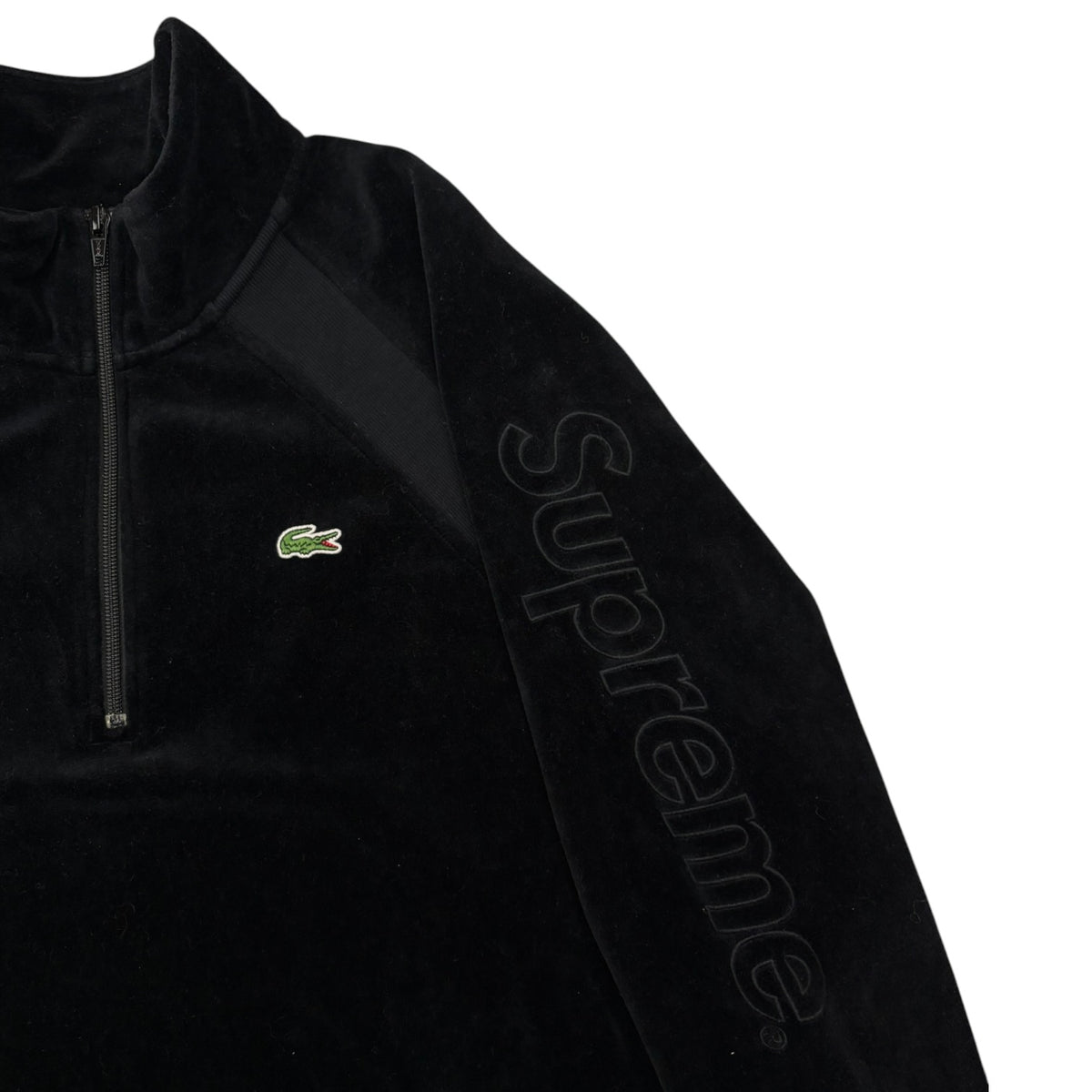 SS18 Supreme x Lacoste Velour Half Zip Track Top Black