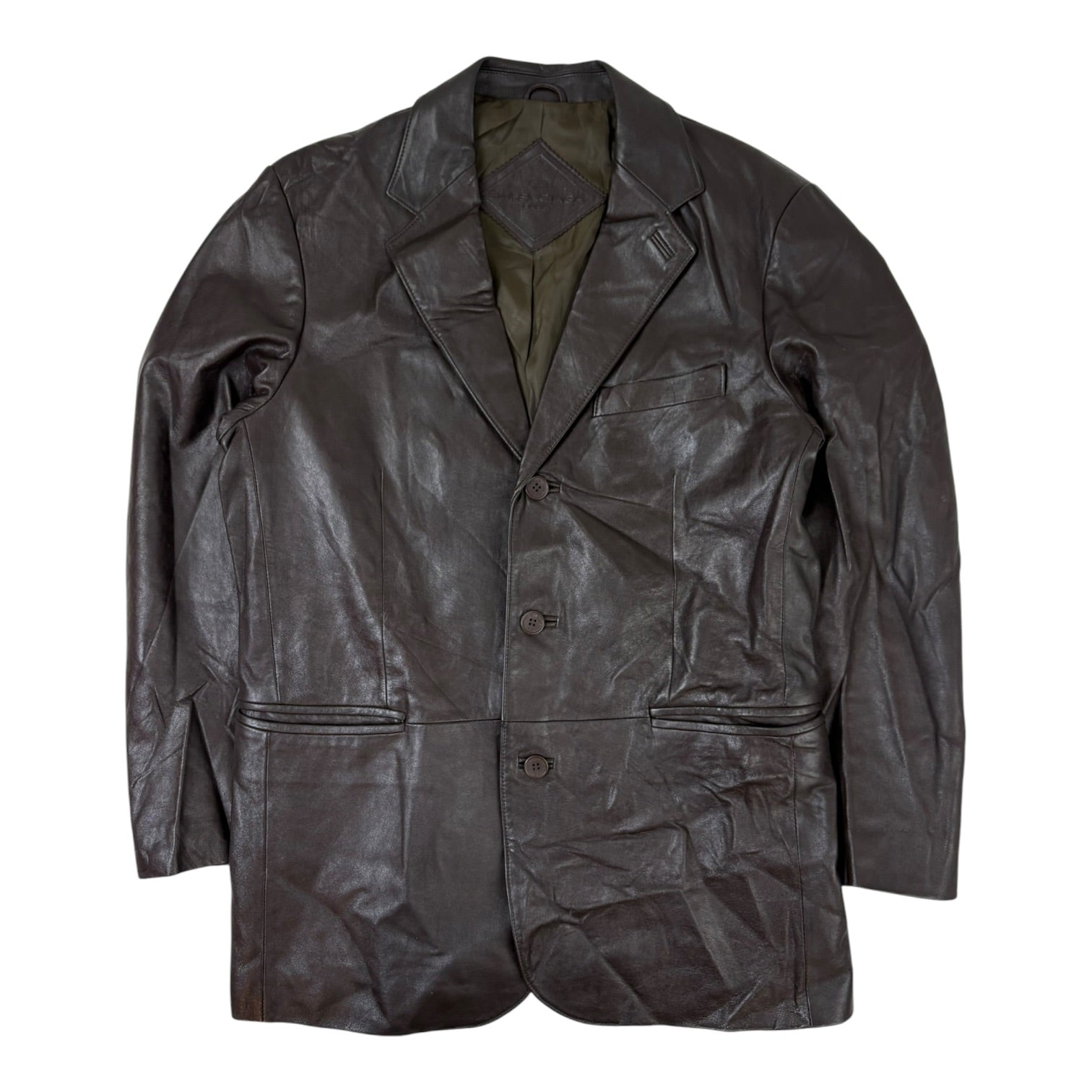(W) Vintage 1997 Balenciaga Leather Blazer Brown