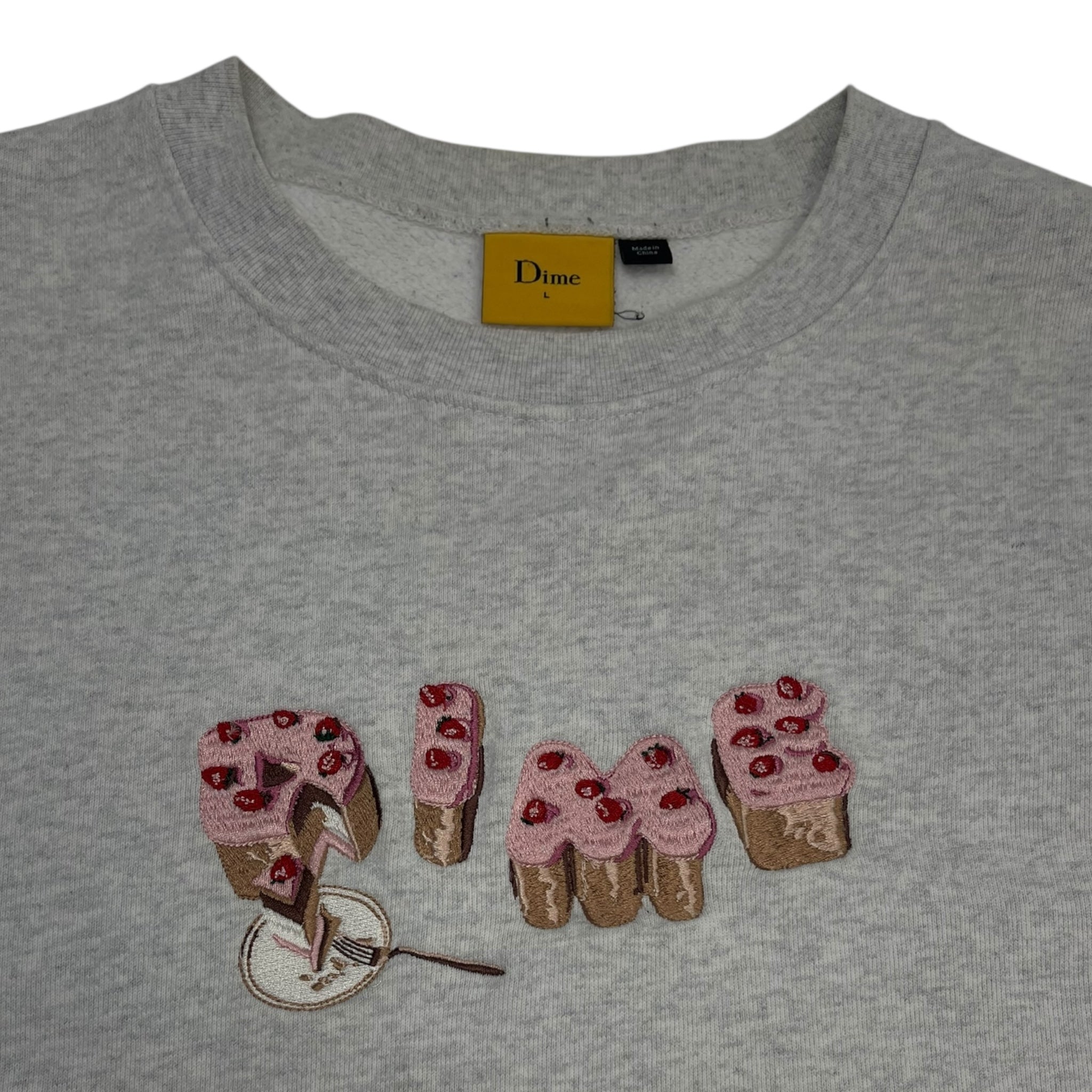 Dime Cake Center Spellout Crewneck Sweatshirt Grey