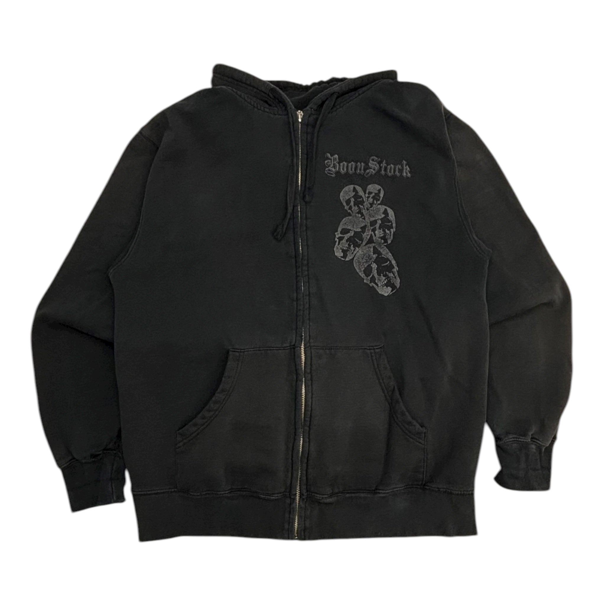 Y2K Boon Stock Zip Up Skull Sweatshirt Black