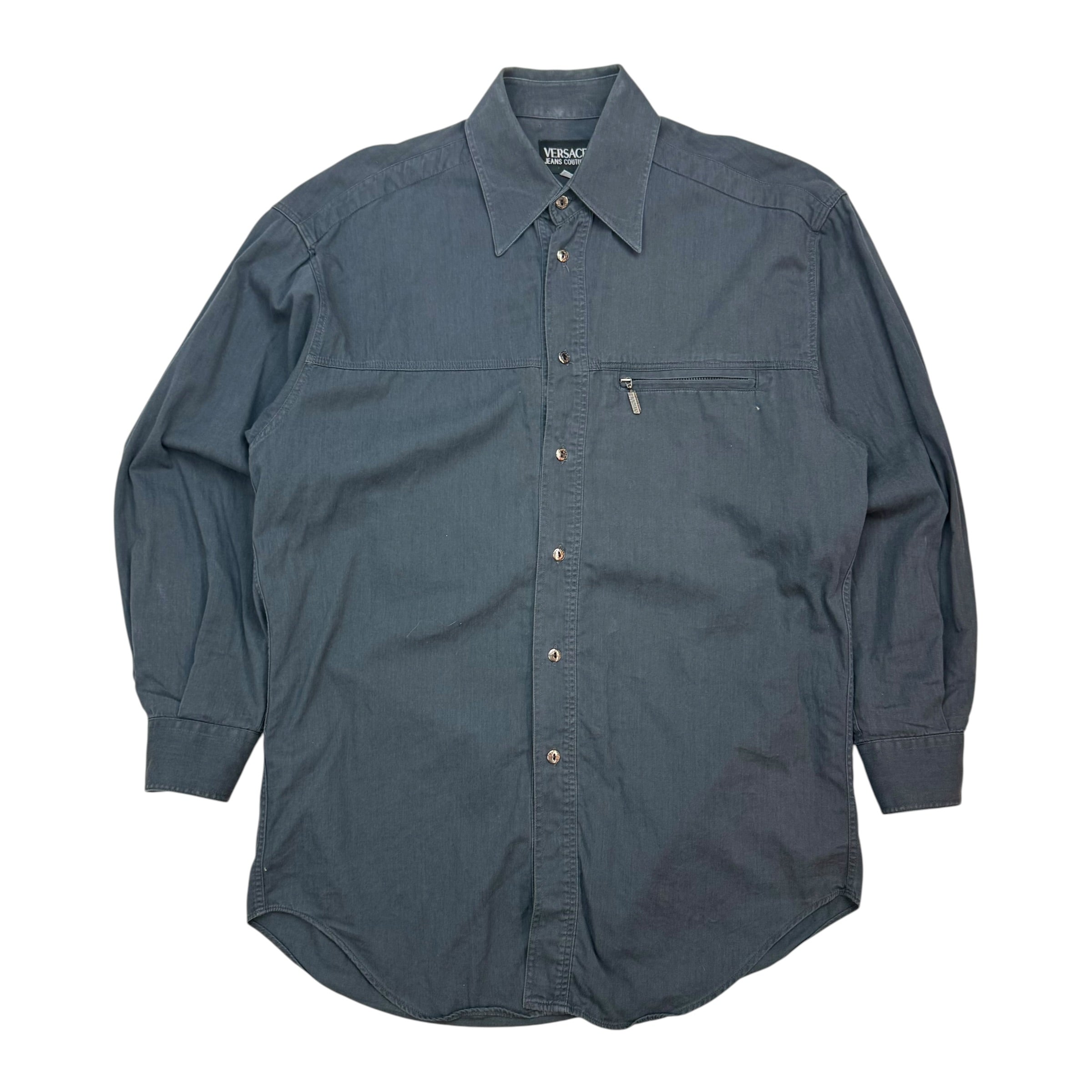 Vintage Versace Jeans Button Up Shirt Dark Grey