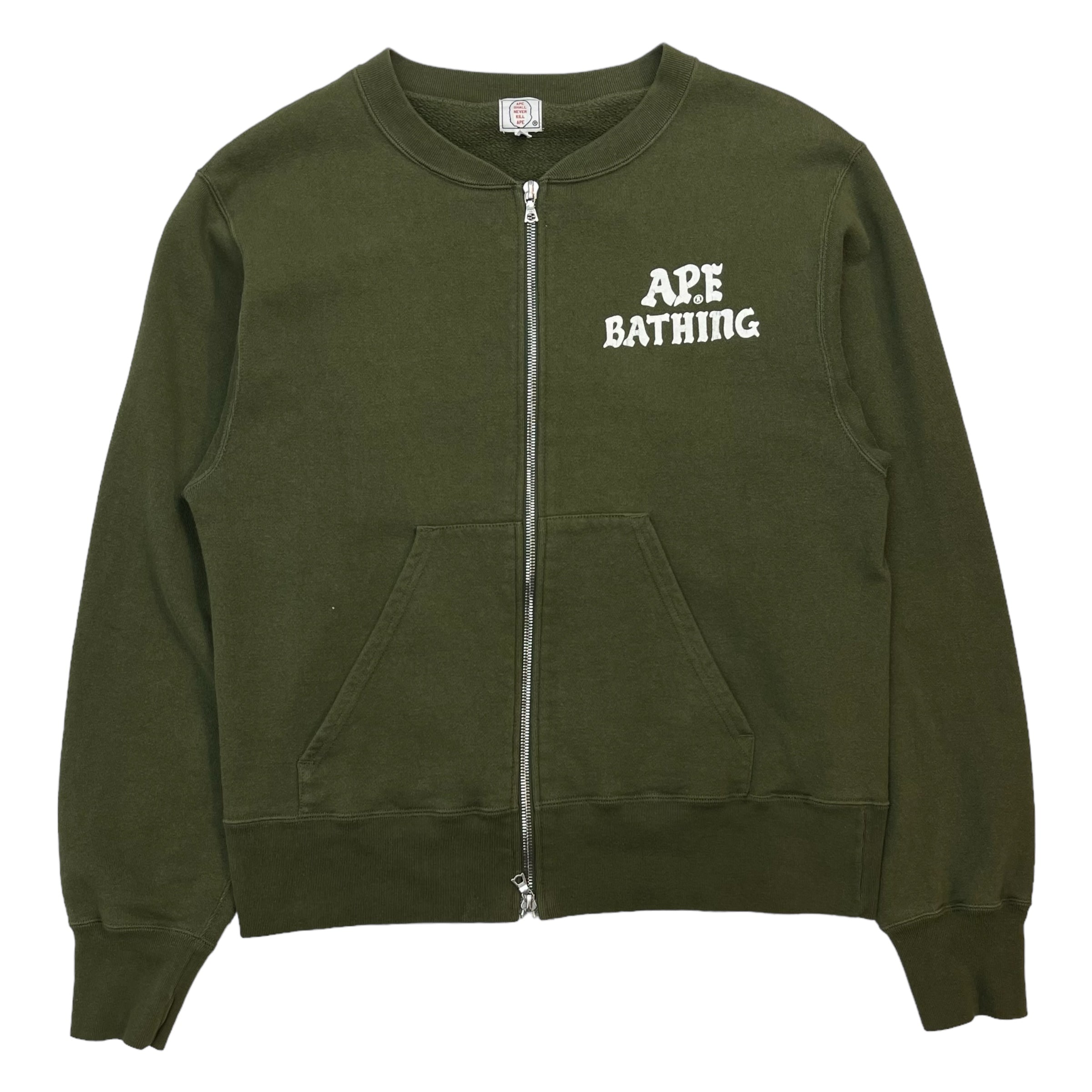 Bape Cotton Fleece Bomber Olive Green