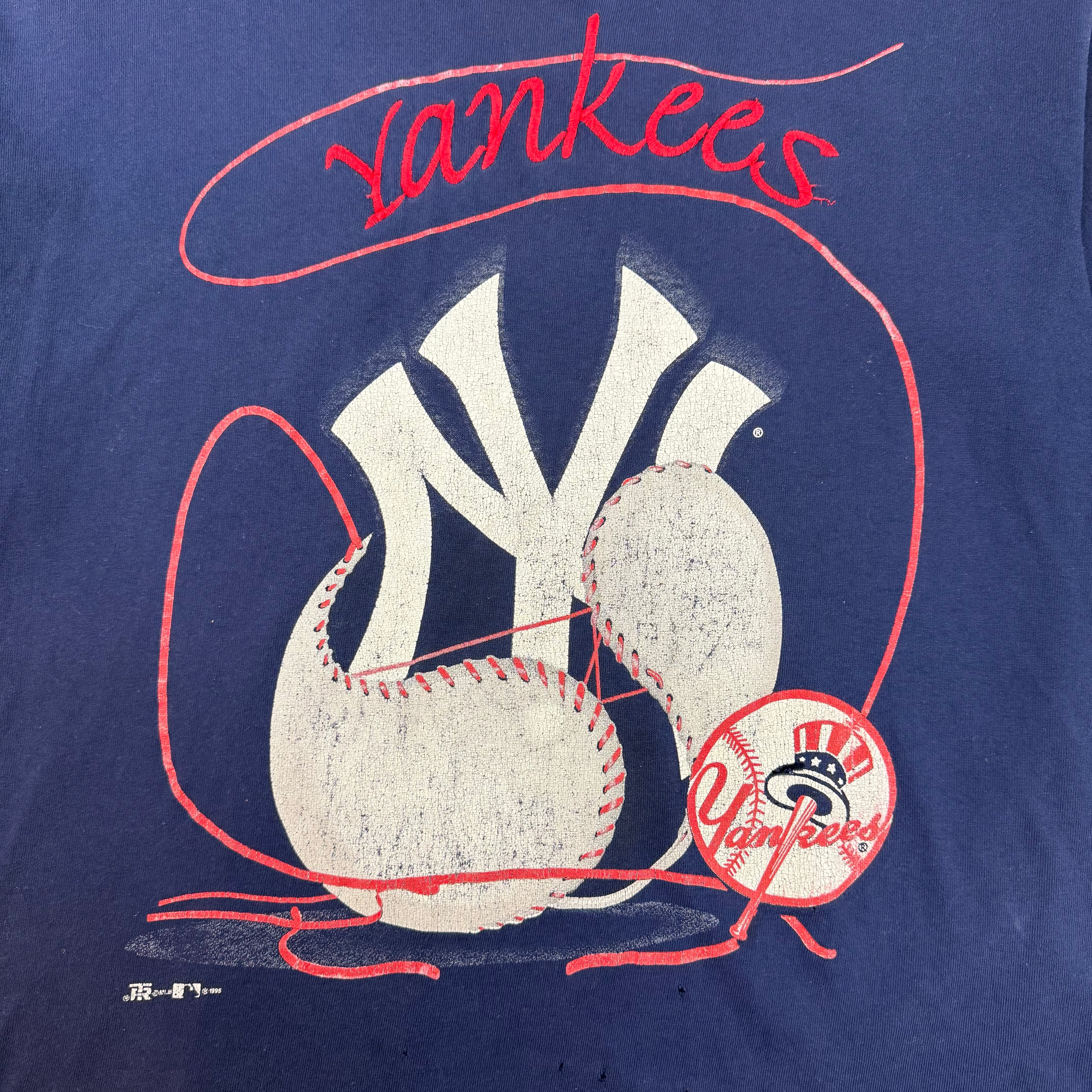 1995 New York Yankees Stitch T-Shirt Navy