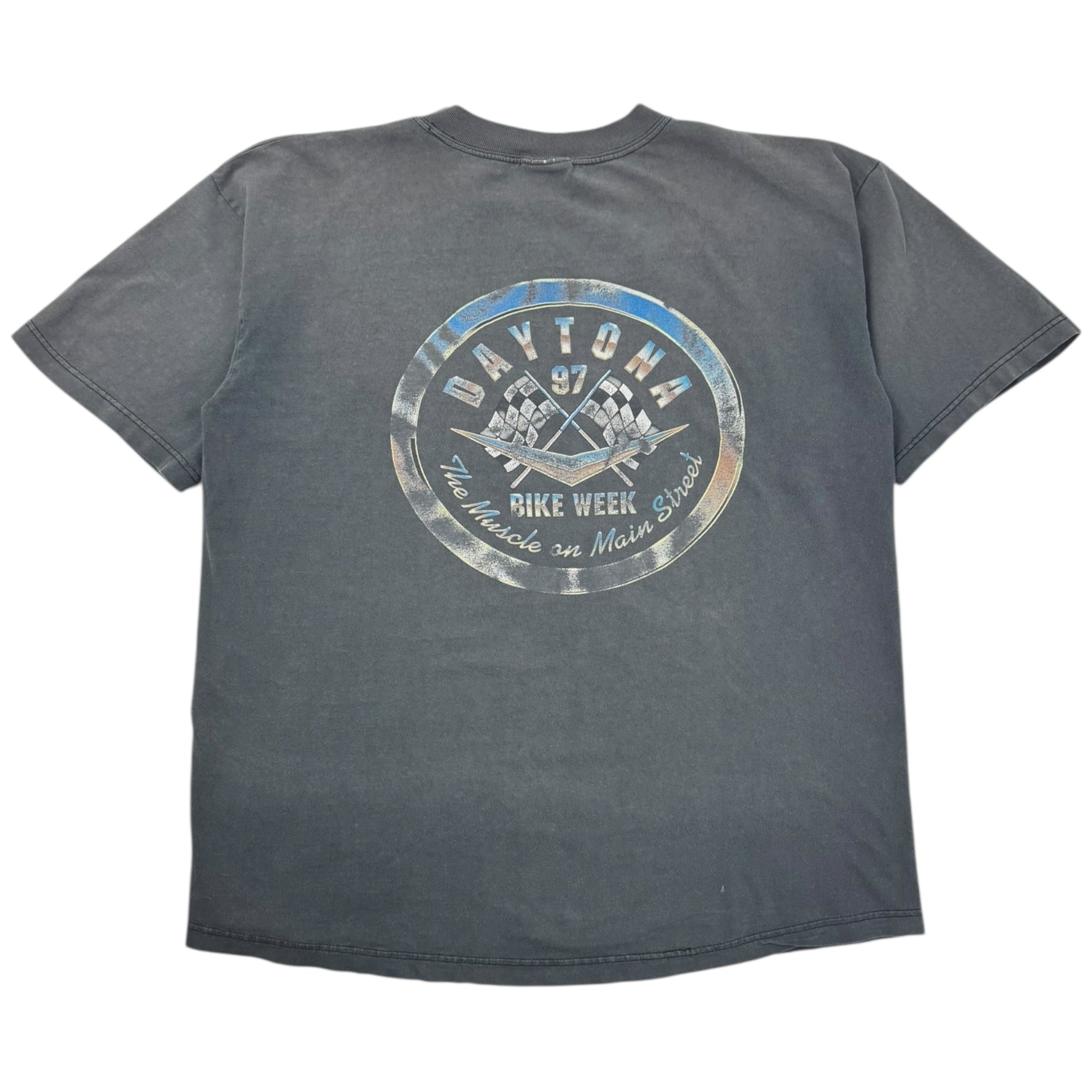 1997 Daytona Bike Week Biker T-Shirt Faded Black
